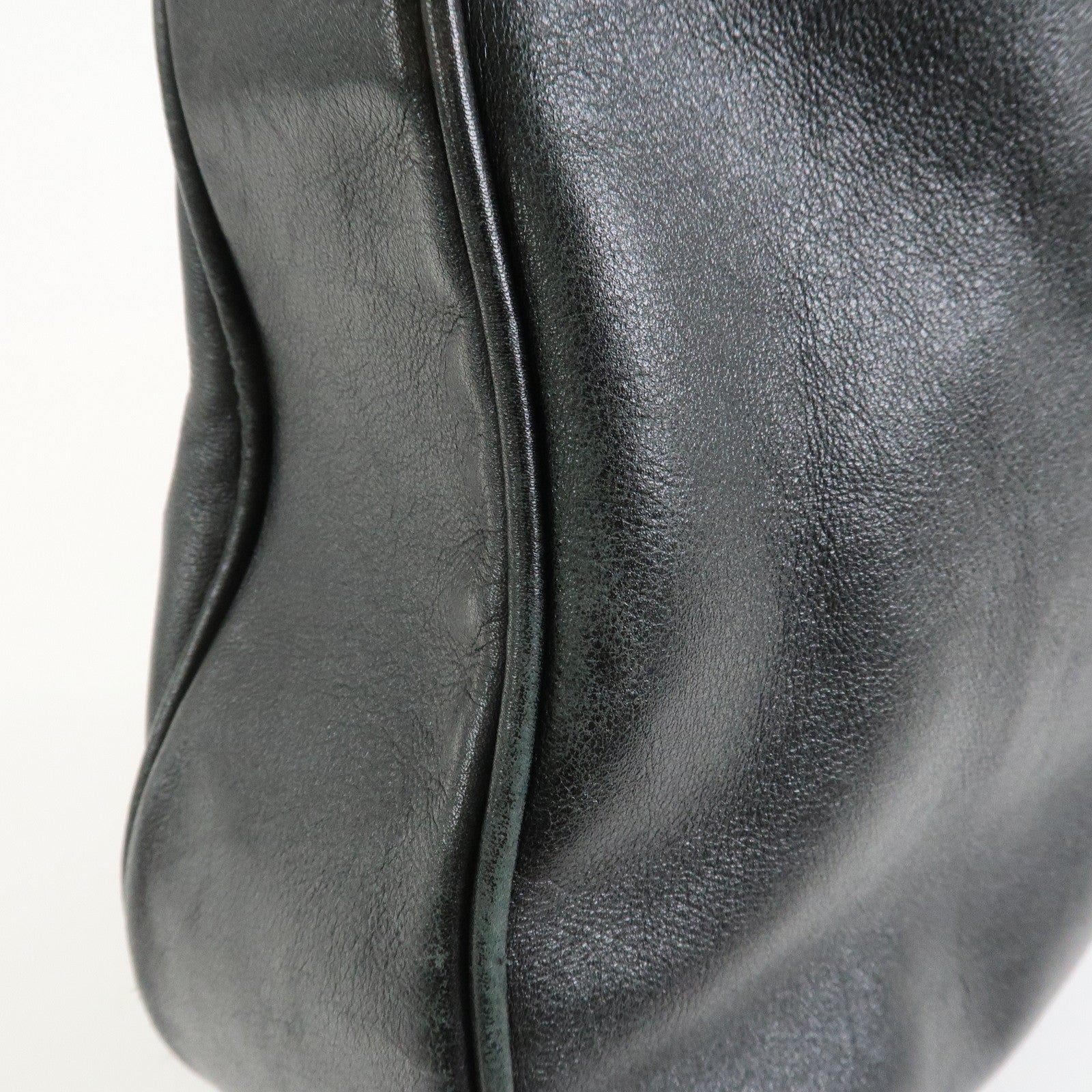 GUCCI Bamboo Leather 2Way Hand Bag Shoulder Bag Black 001郢晢スサ2852