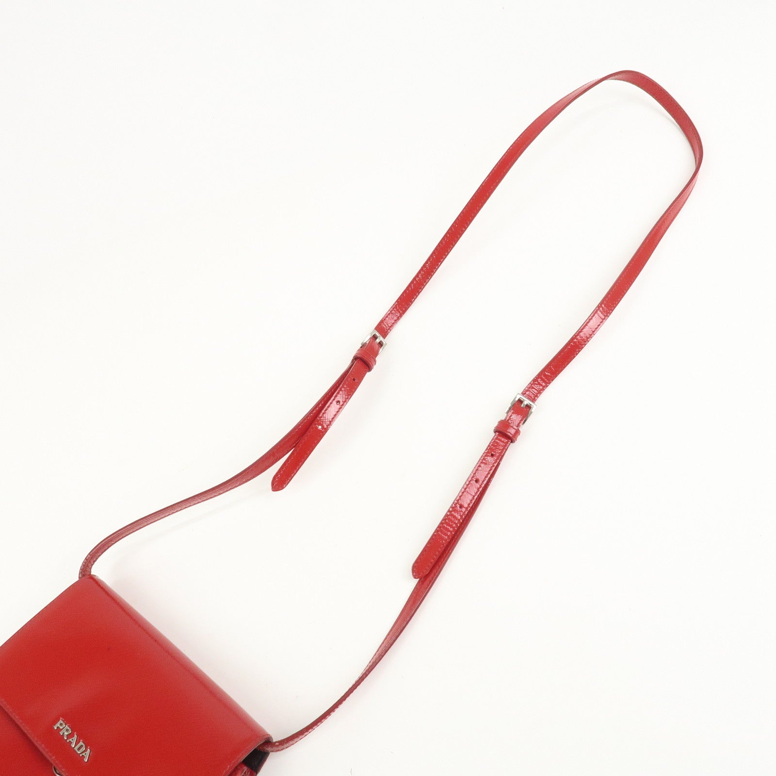 PRADA Saffiano Leather 2Way Mini Shoulder Bag Clutch Bag Red BT1031