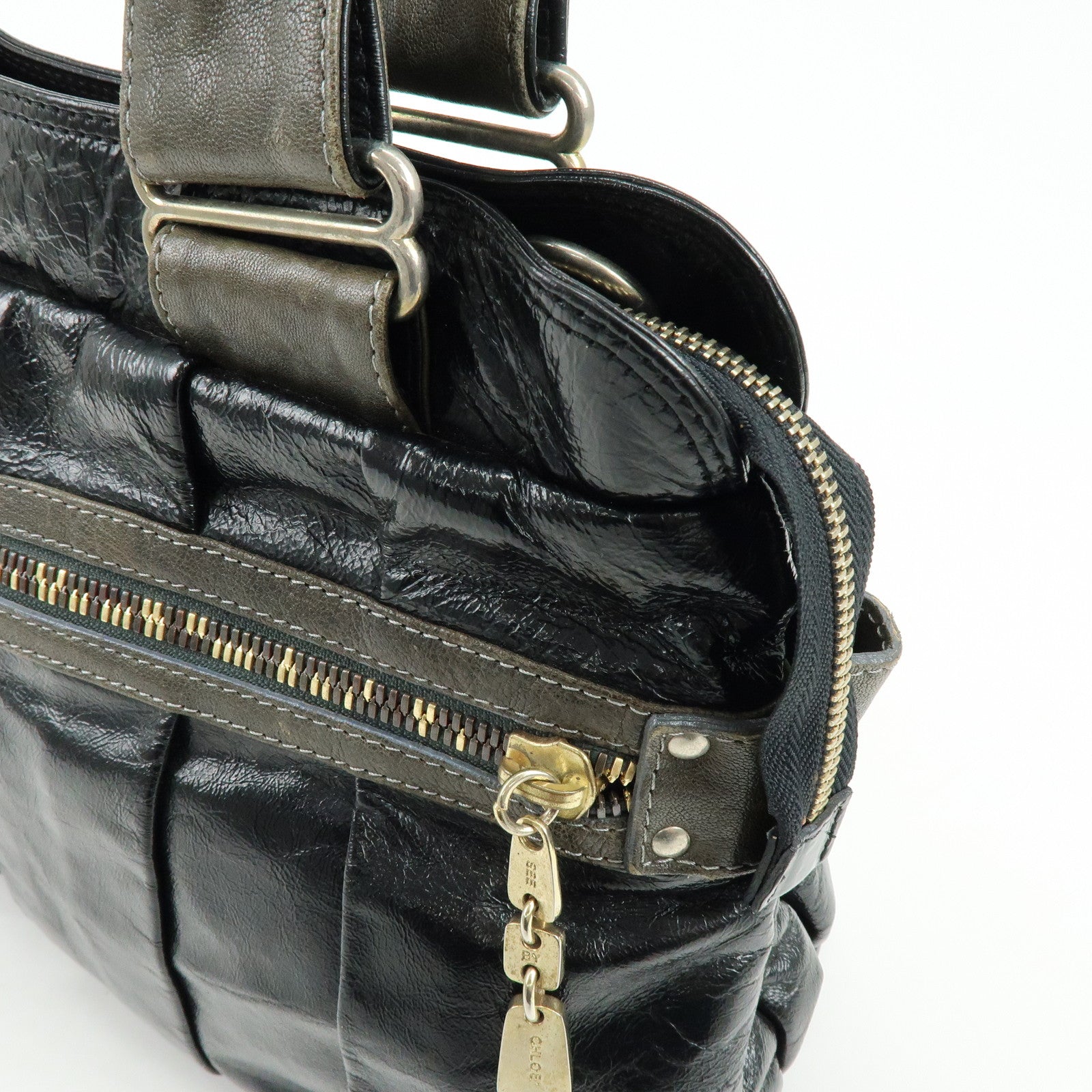 Chloe See By Chloe Day Tripper Patent Leather Tote Bag Black