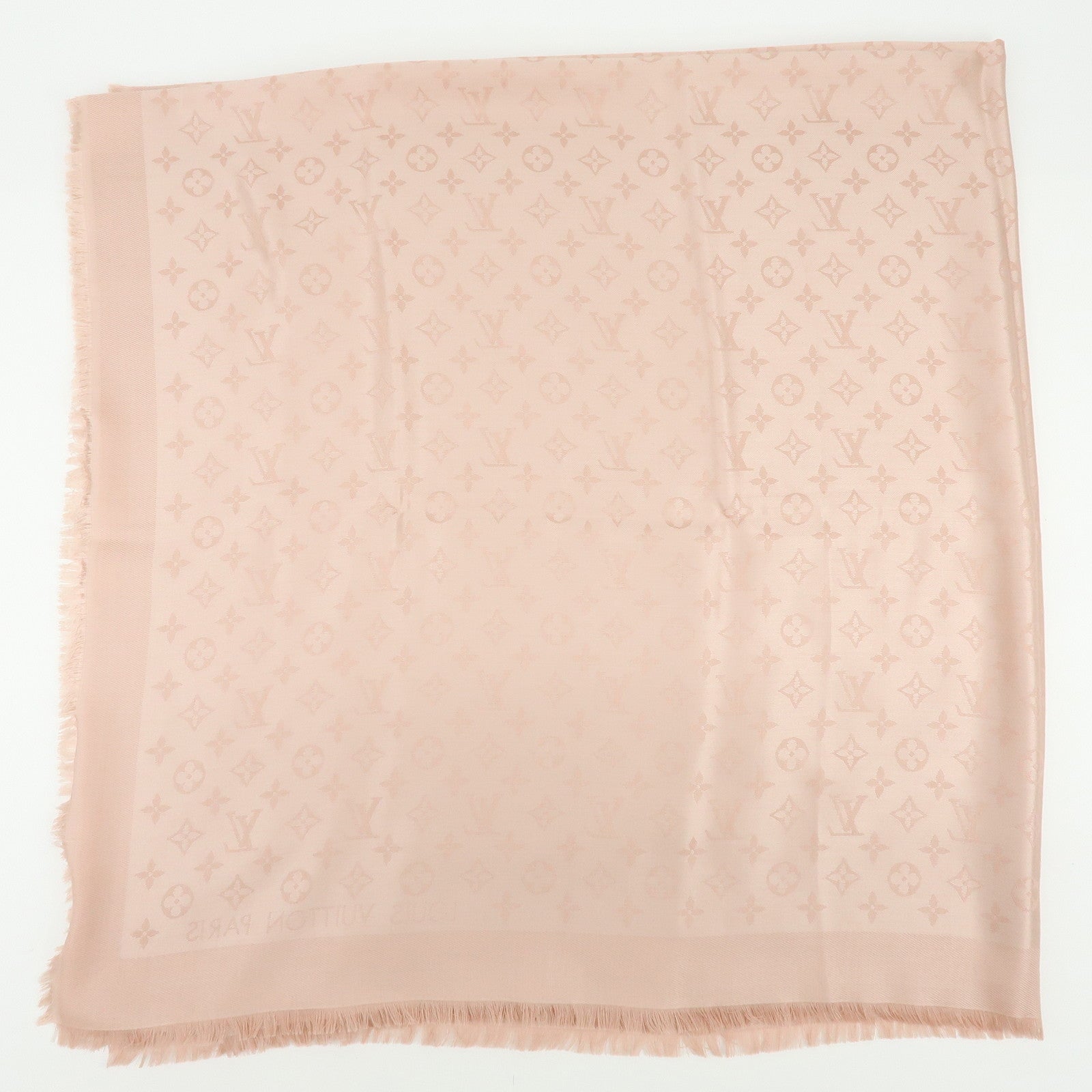 Louis Vuitton Monogram Silk Wool Scarf Shawl Pink M74441