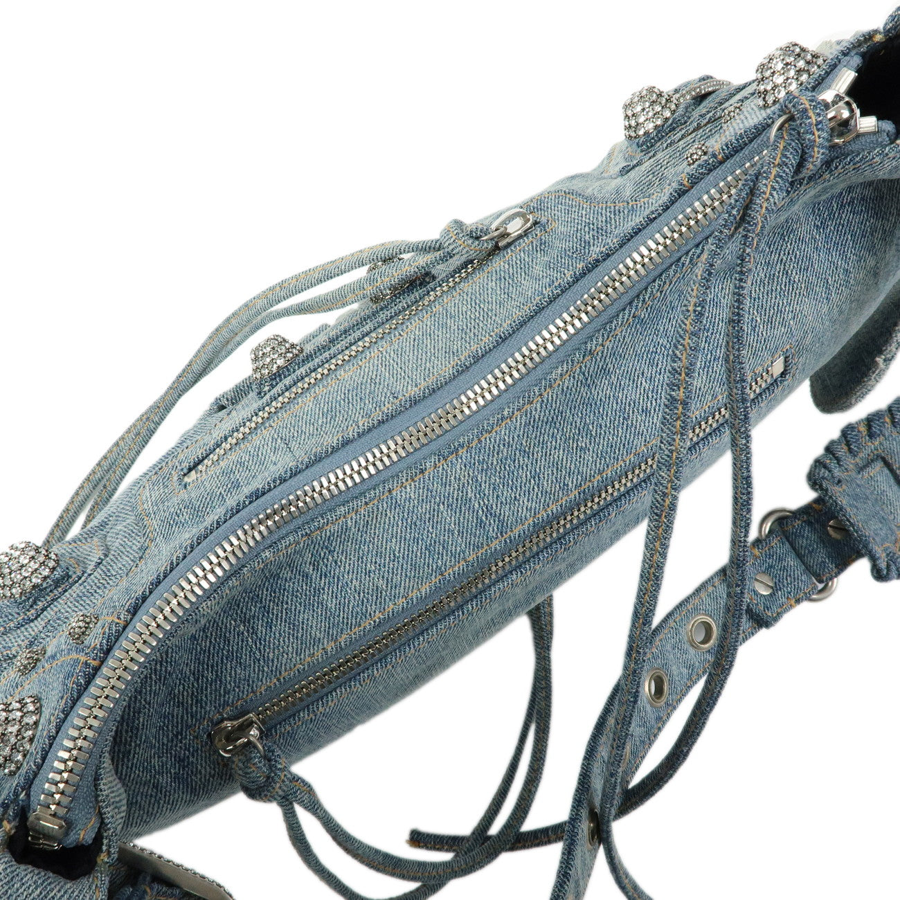 BALENCIAGA Denim Studs Shoulder Bag Hand Bag Blue 671307