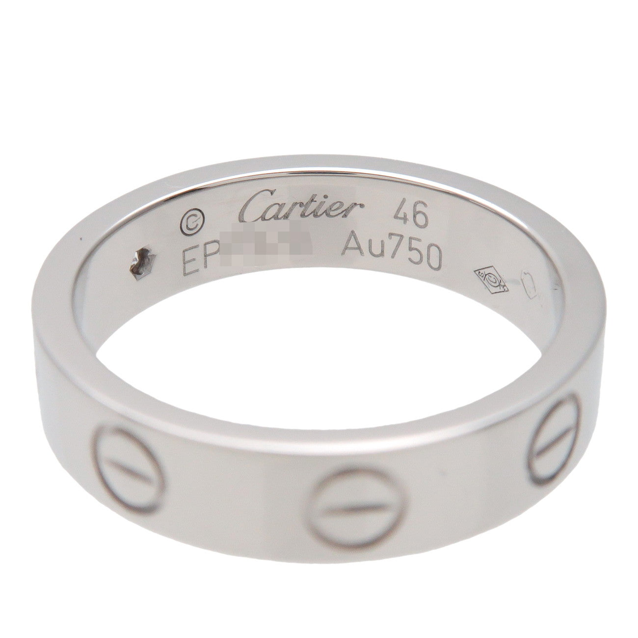 Cartier Mini Love 1P Diamond Ring #46 K18 750WG White Gold US3.5-4