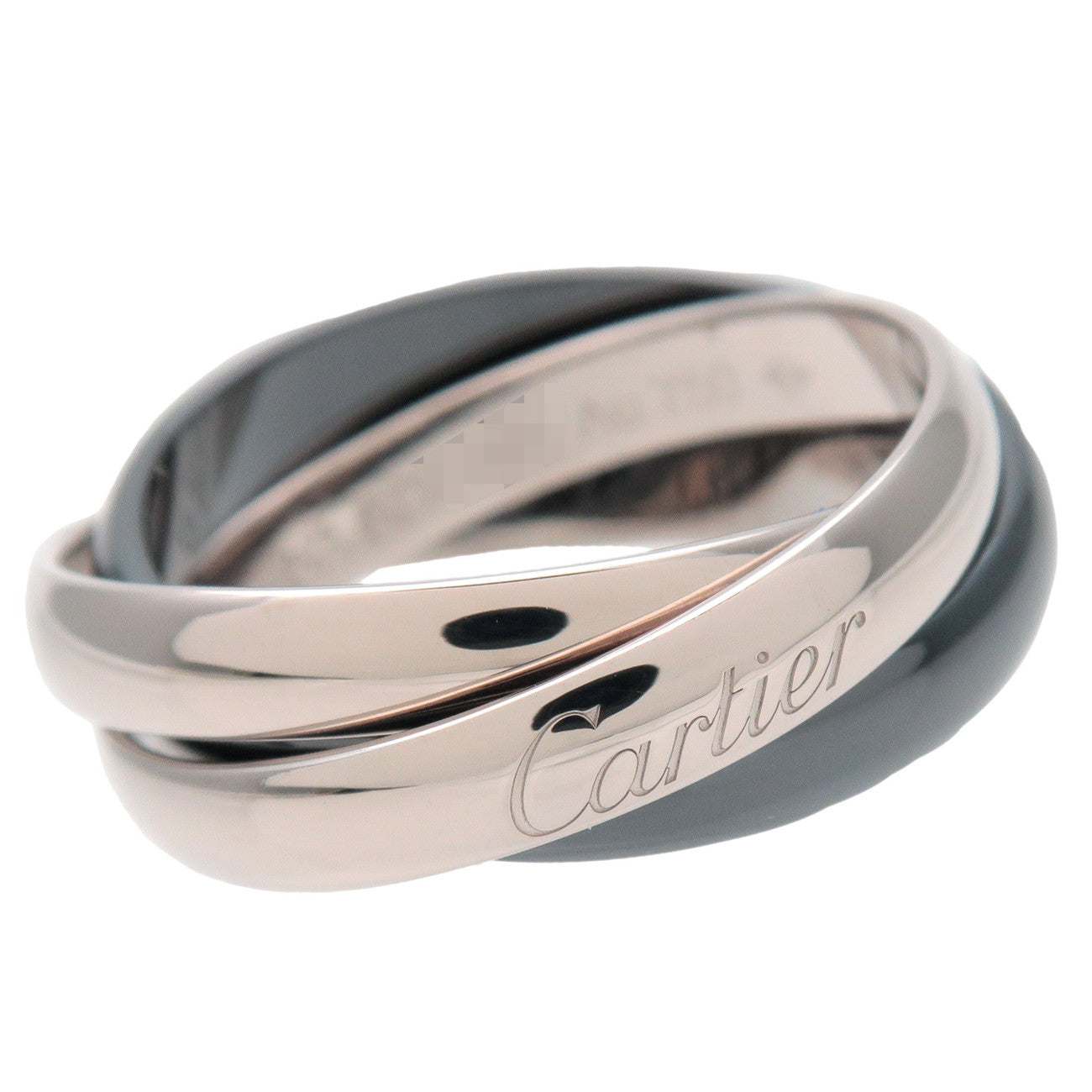 Cartier Trinity Ring MM K18 750W Gold Black Ceramic Black US6.5