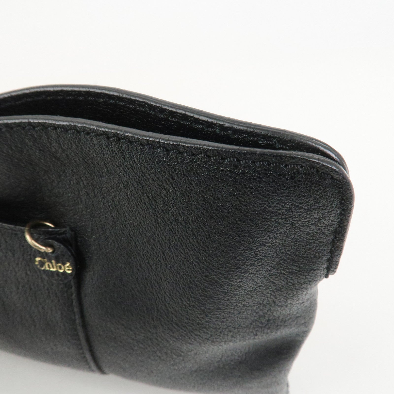 Chloe Leather Rhinestone Clutch Bag Hand Bag Black