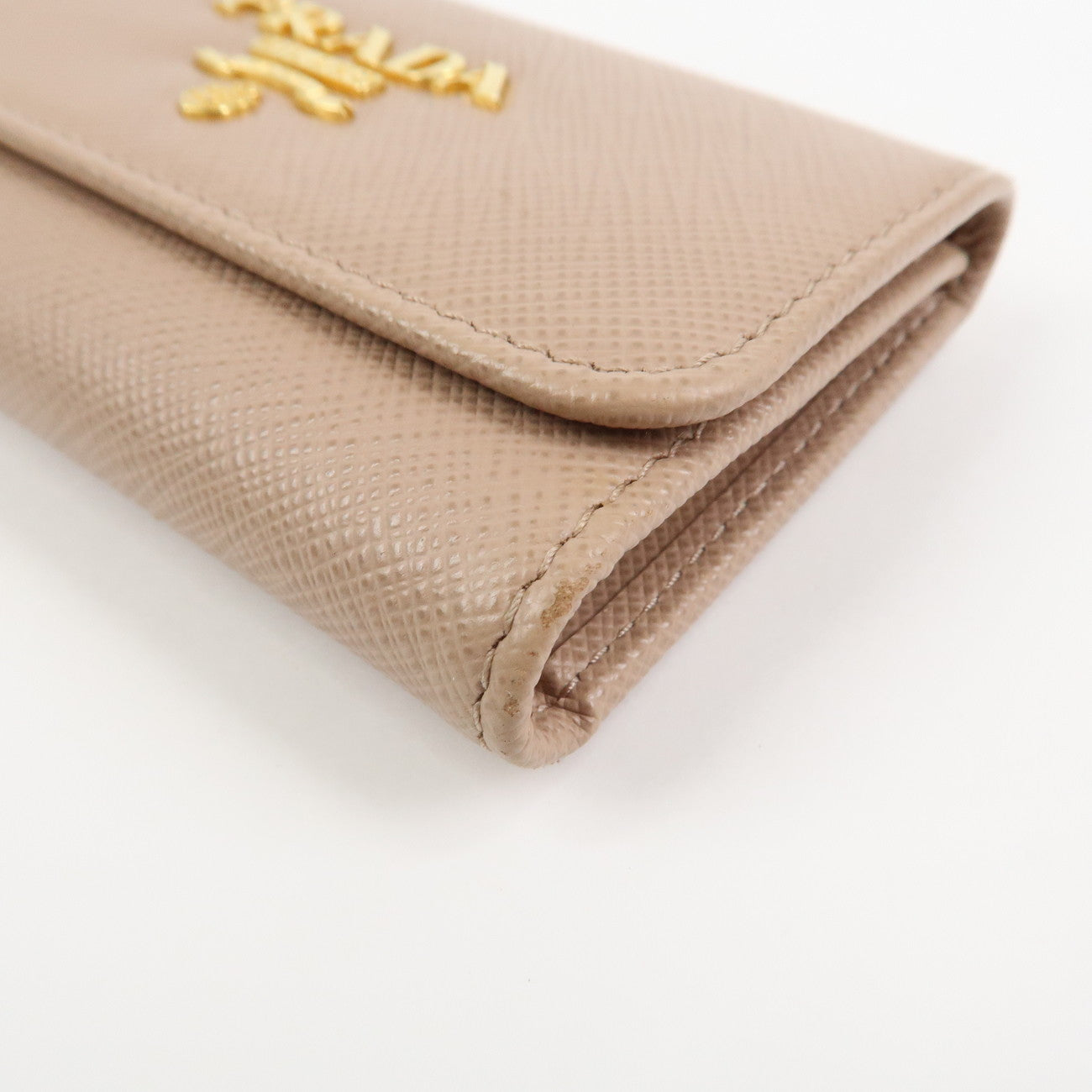 PRADA Saffiano Leather 4 Rings Key Case Key Holder PinkBeige 1PG004