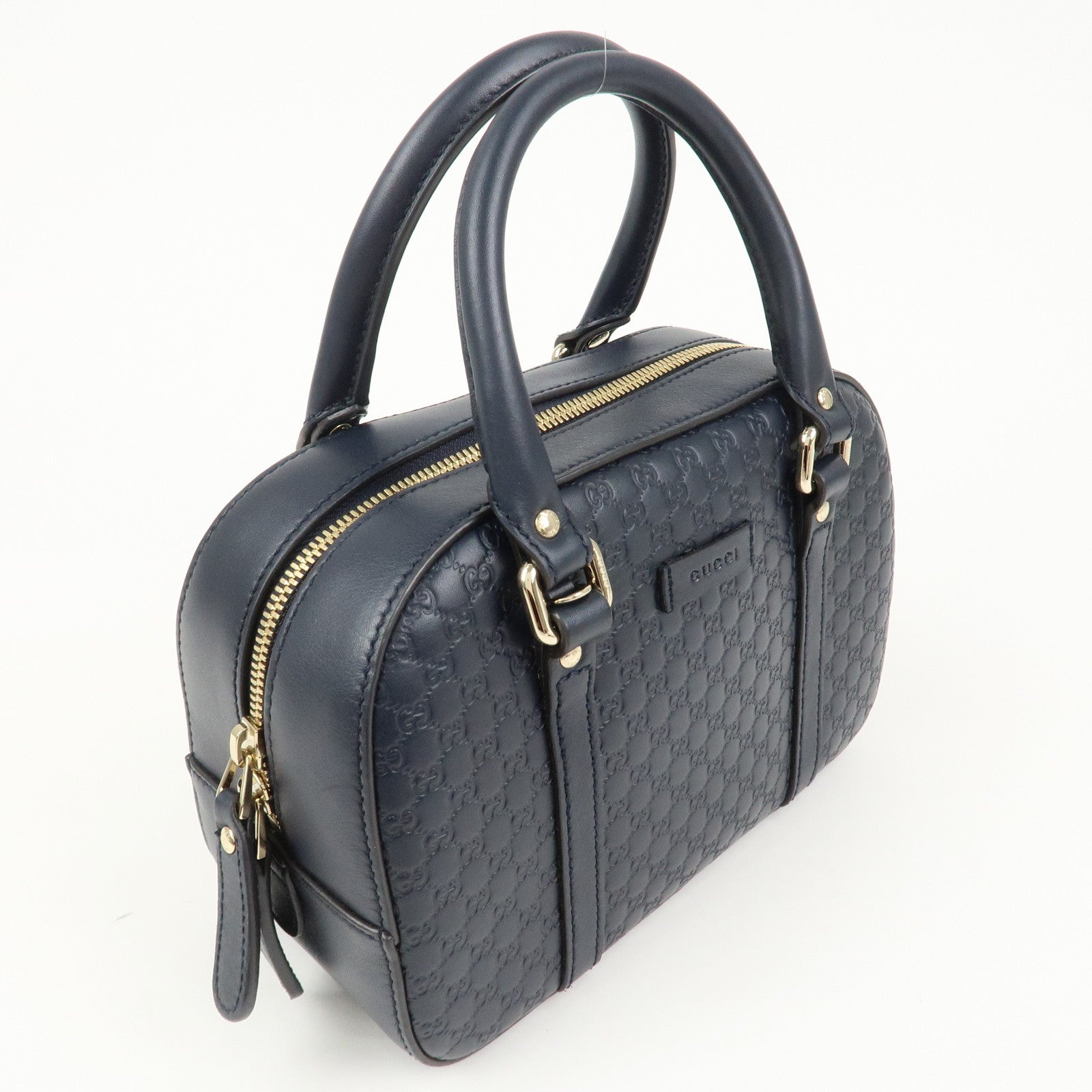 GUCCI Micro Guccissima Leather 2 Way Bag Hand Bag Dark Navy 510289
