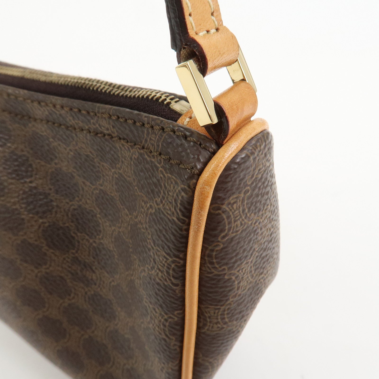 CELINE Macadam Logo PVC Leather Shoulder Bag Hand Bag Brown