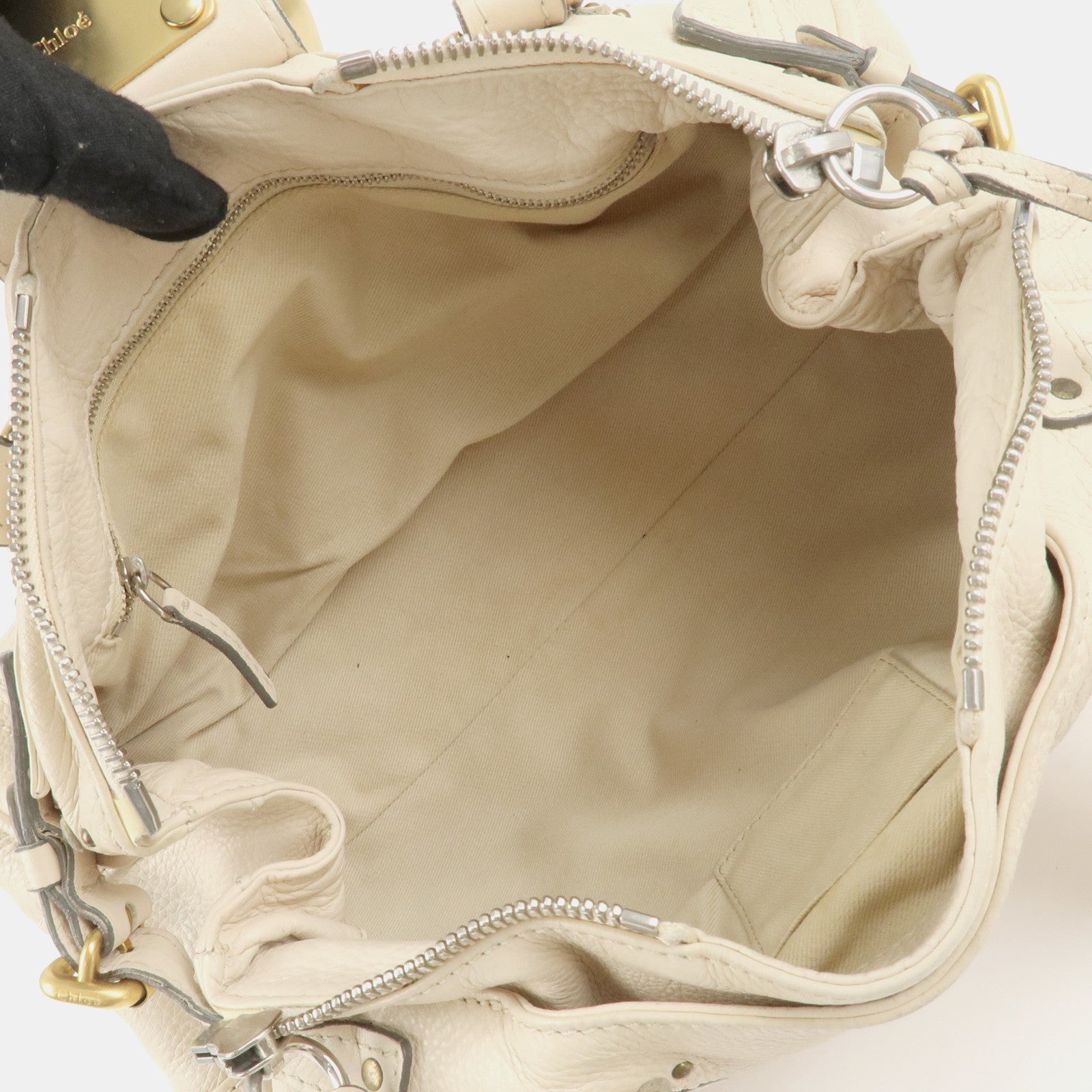 Chloe Paddington Leather Medium Hand Bag Shoulder Bag Ivory Used