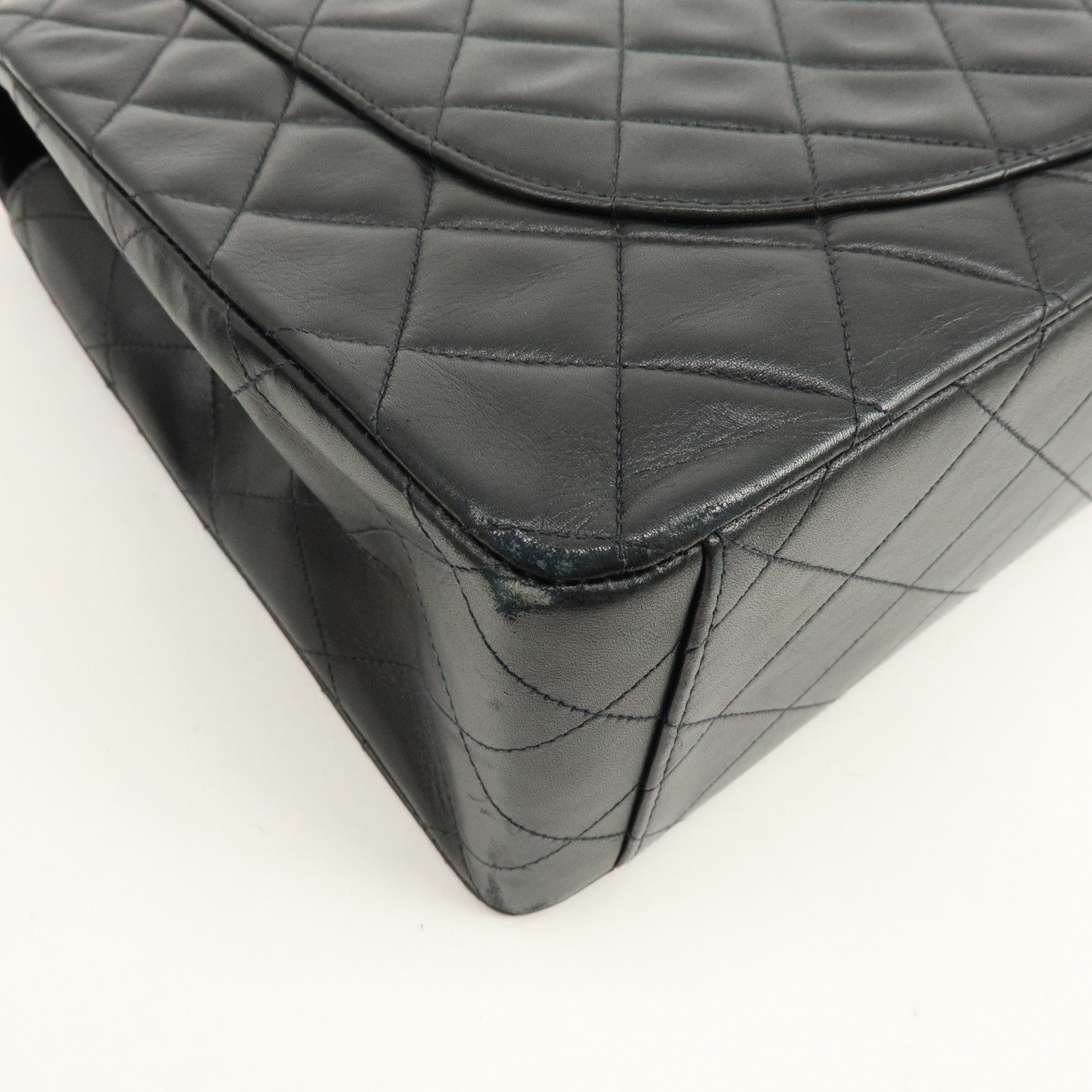 CHANEL Matelasse Lamb Skin Jumbo 34 Shoulder Bag Black A01436