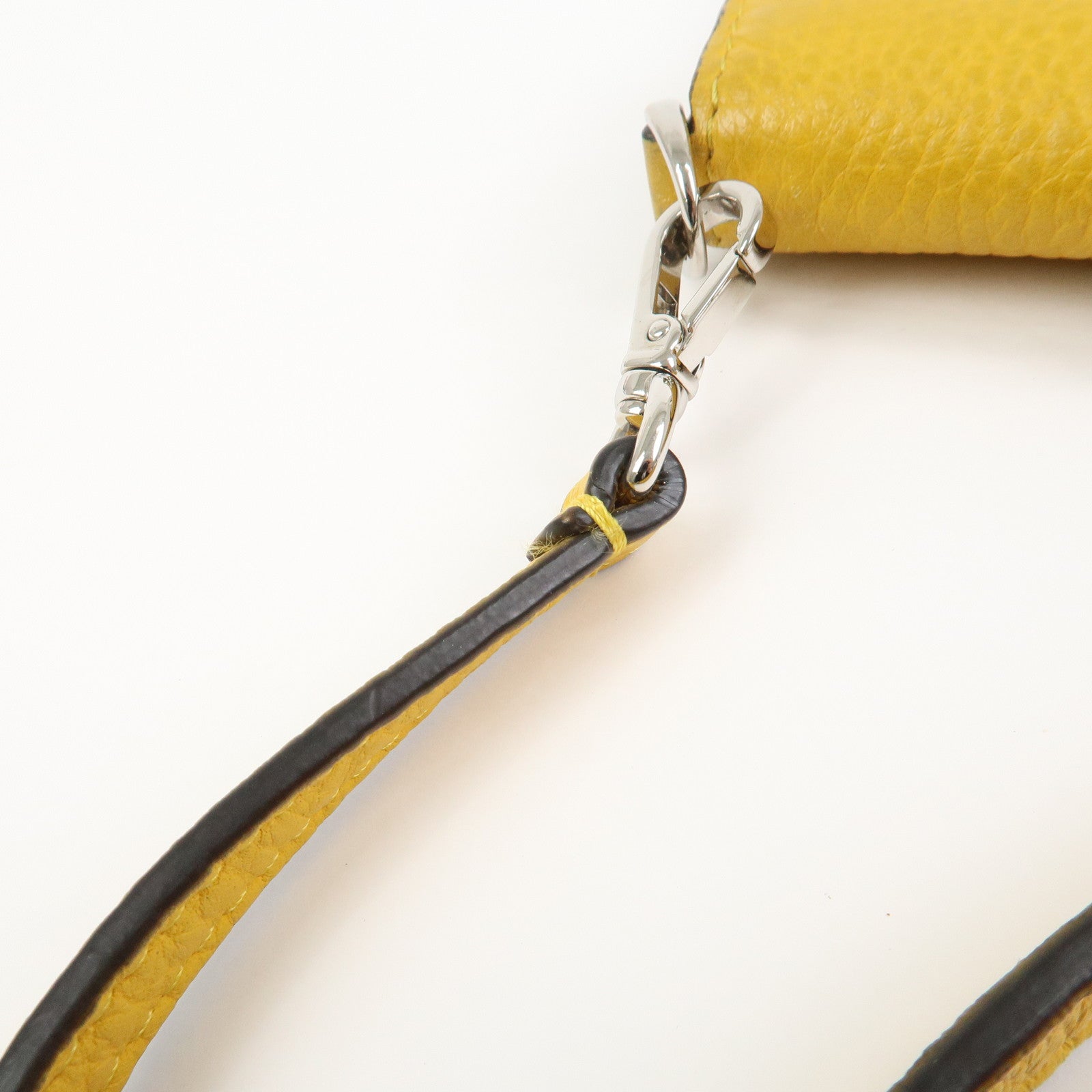 FENDI Micro Flat Baguette Leather Mini Shoulder Bag Yellow