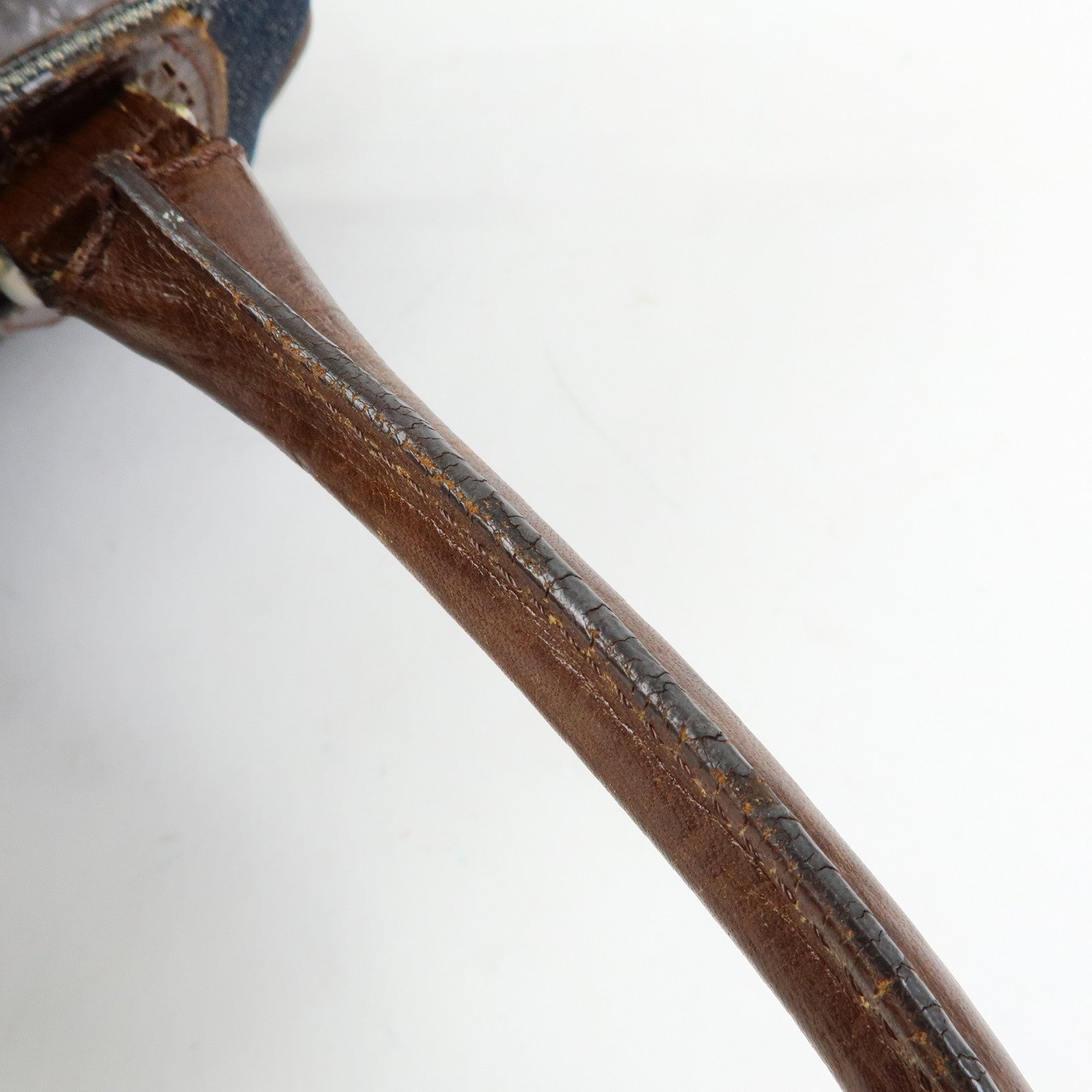 FENDI Etnico Denim Leather Shoulder Bag Indigo Blue Brown 8BN157