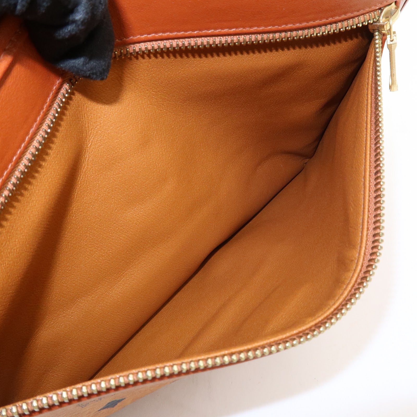 MCM Visetos Leather Clutch Bag Pouch Light Brown