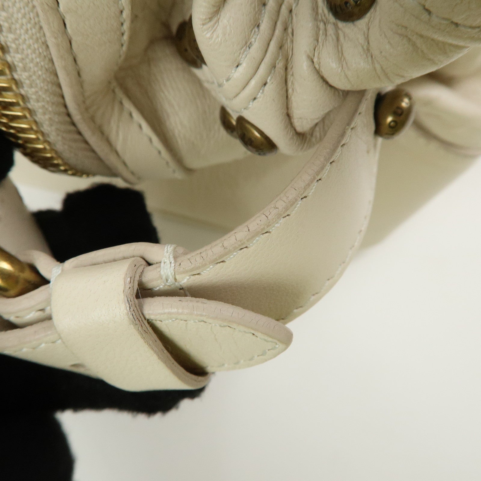 Louis Vuitton Cruise Line Rivet Bag Leather Hand Bag Ecru M95345