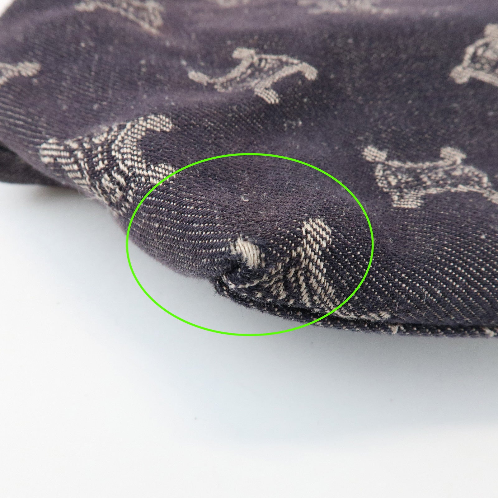 CELINE Macadam Logo Canvas Leather Shoulder Bag Hand Bag Navy