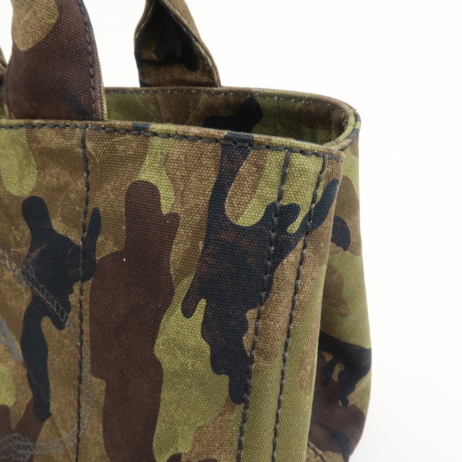 PRADA Canapa Canvas 2Way Hand Bag Shoulder Bag Khaki B2642B
