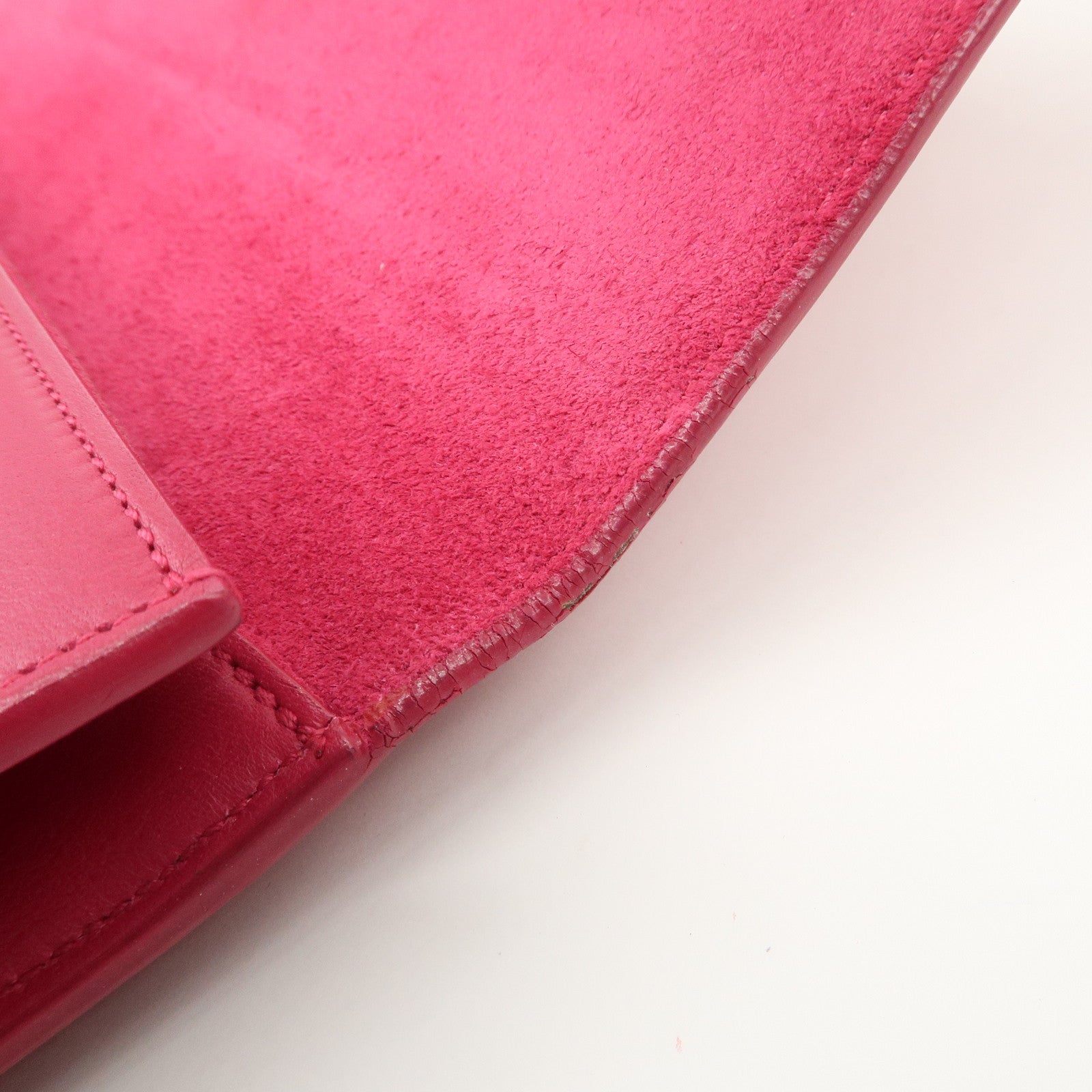 SAINT LAURENT PARIS Leather Clutch Bag Pink Gold HDW Used