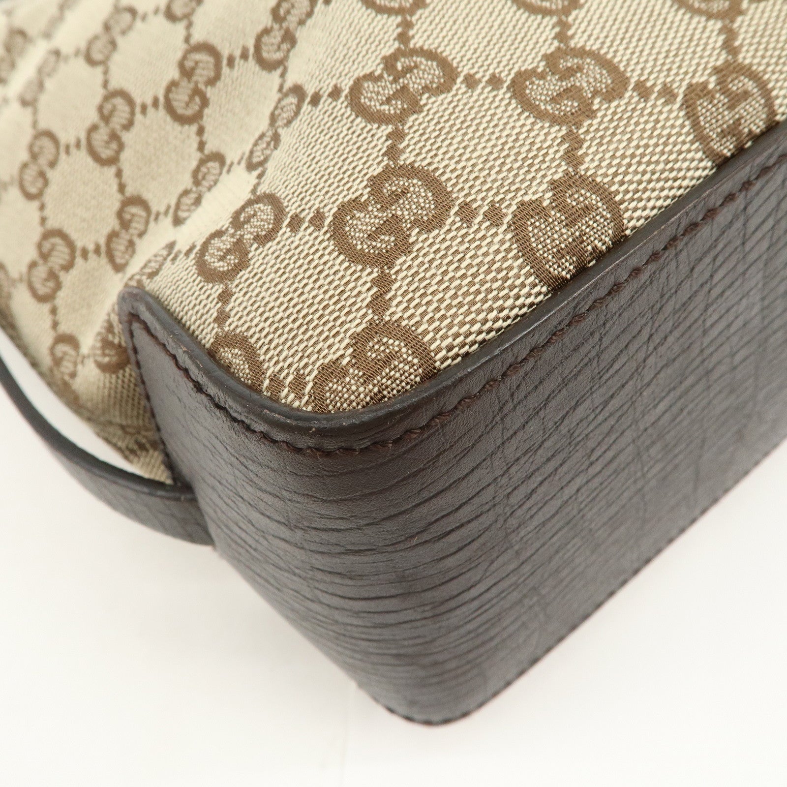 GUCCI GG Monogram Canvas Leather Tote Bag Shoulder Bag Beige 107757