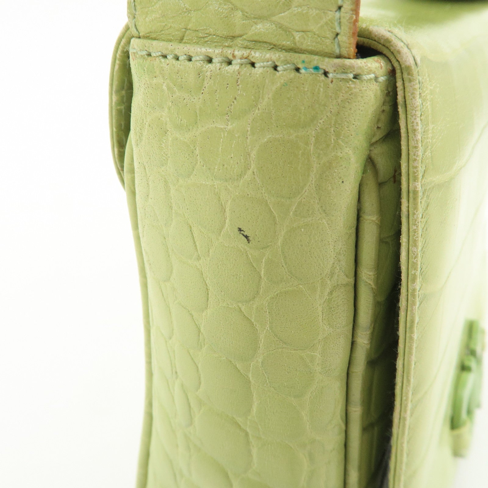 Ferragamo Gancini Embossed Leather Shoulder Bag Light Green