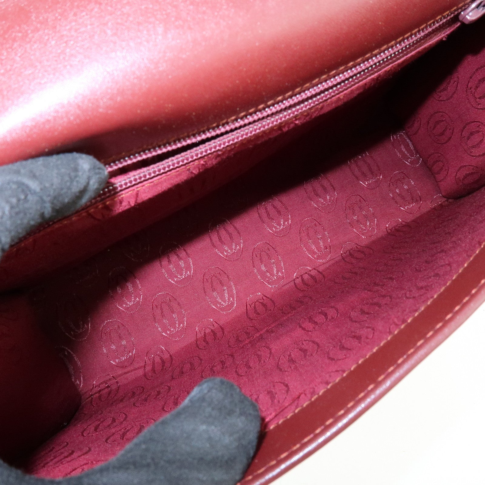 Cartier Must de Cartier Calf Skin Hand Bag Tote Bag Bordeaux