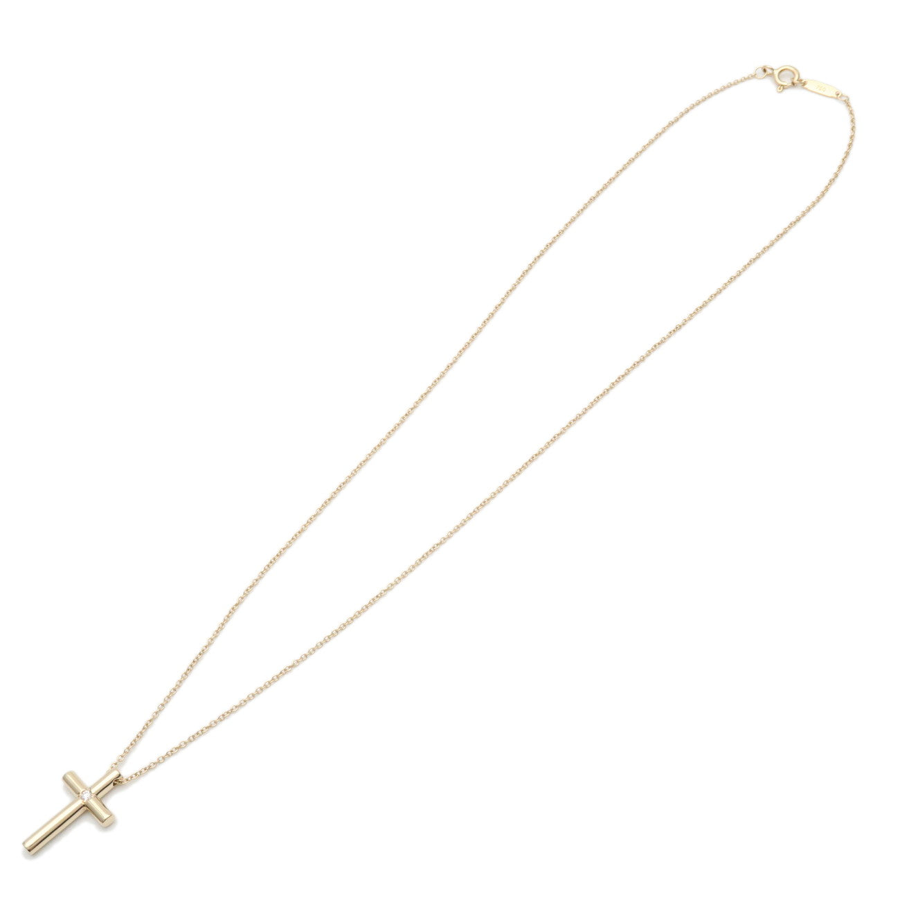 Tiffany&Co. Cross 1P Diamond Necklace K18 750YG Yellow Gold