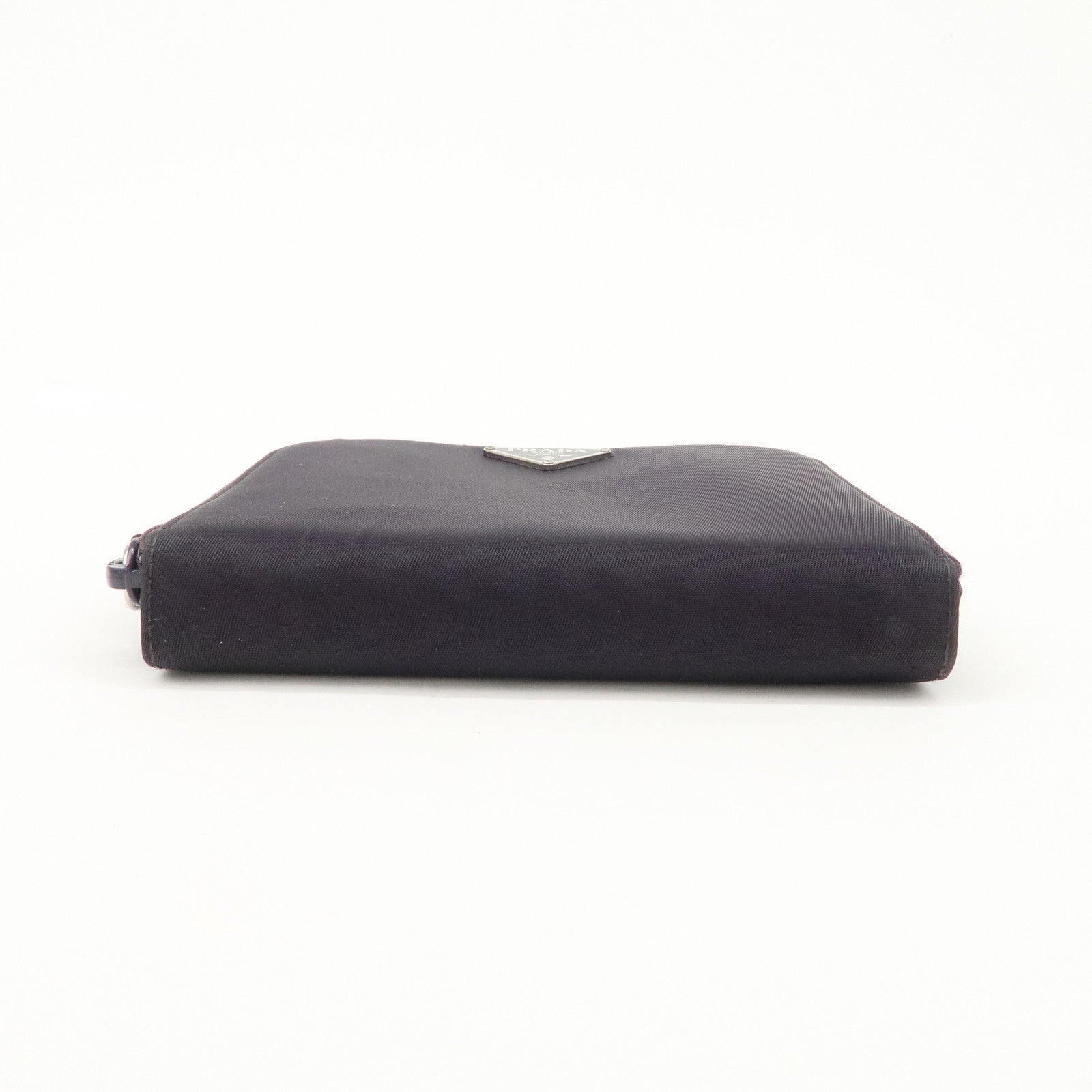 PRADA Nylon Bi-fold Round Zippy Compact Wallet Black