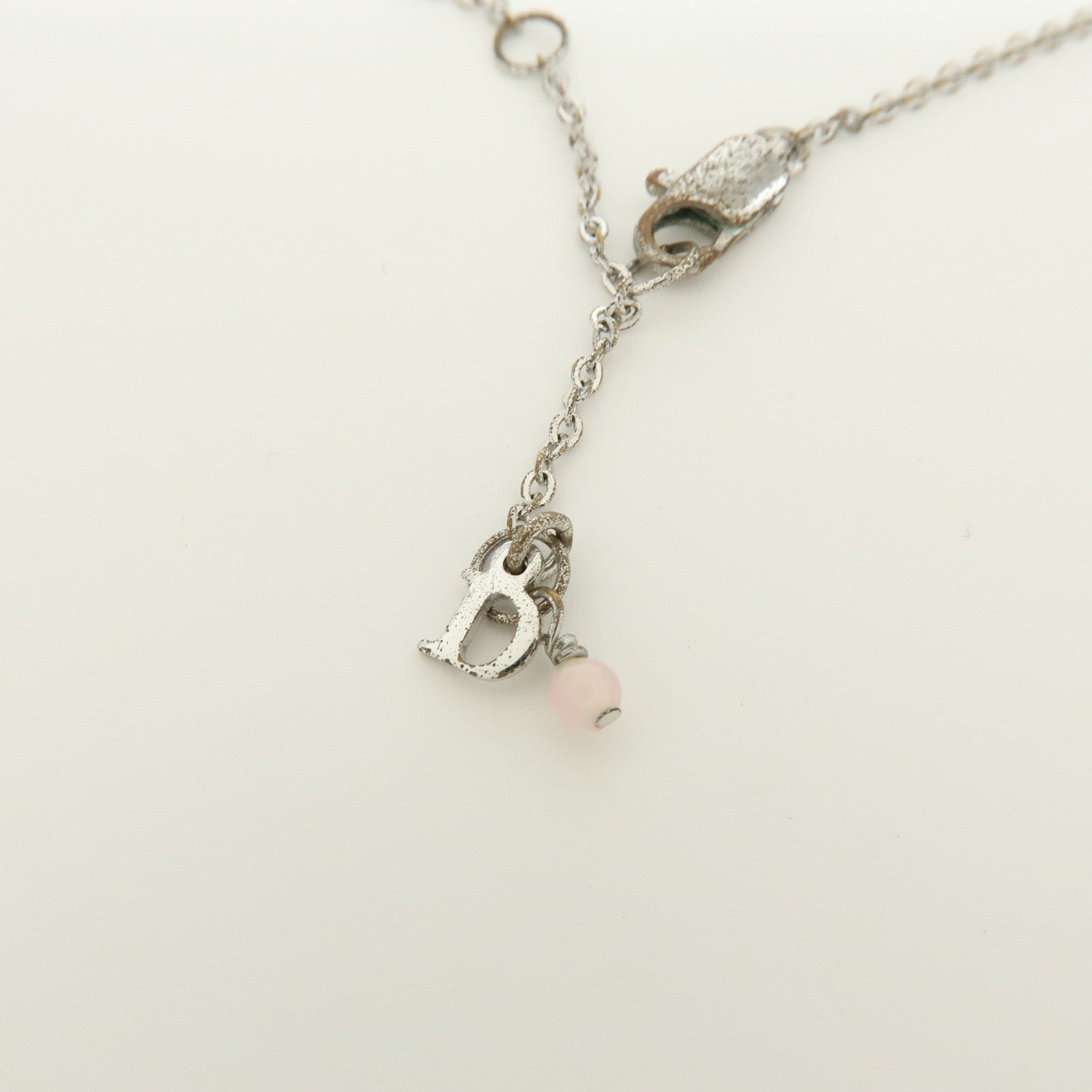 Christian Dior Logo Metal Necklace Heart Motif