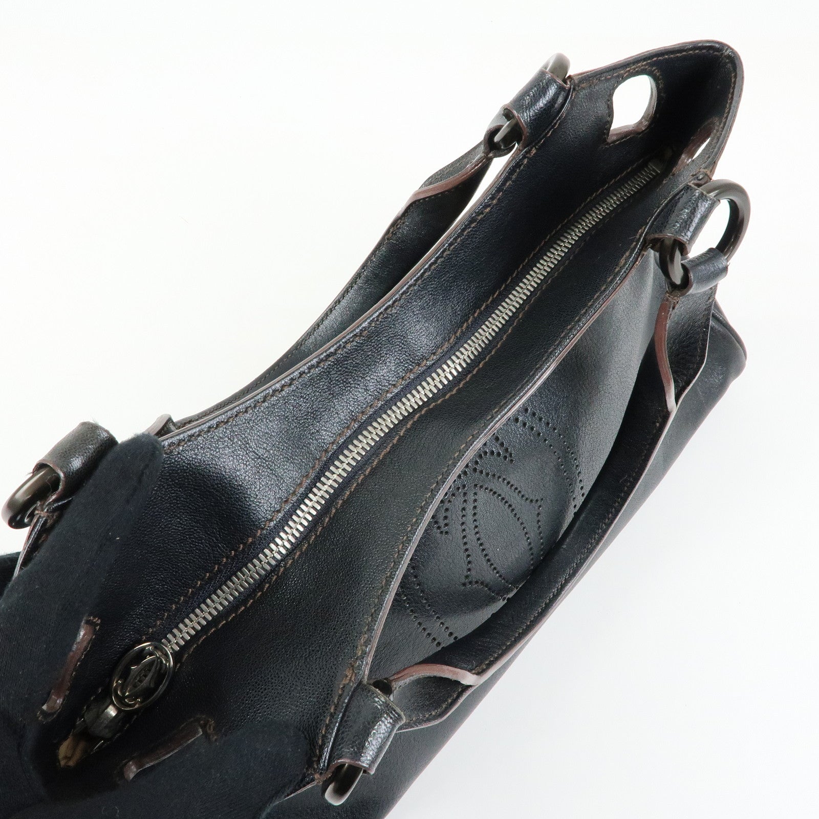Cartier Marcello de Cartier Leather Hand Bag Tote Bag Black