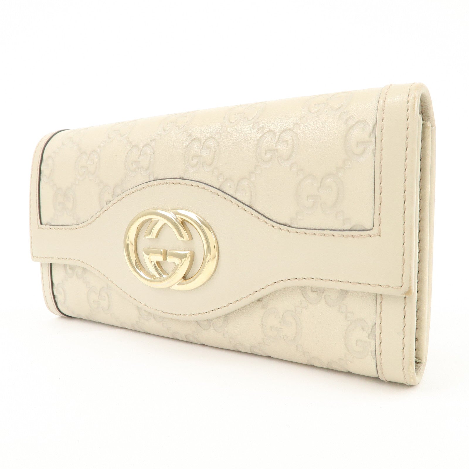GUCCI Interlocking G Guccissima Leather Bi-fold Long Wallet 232431 Used