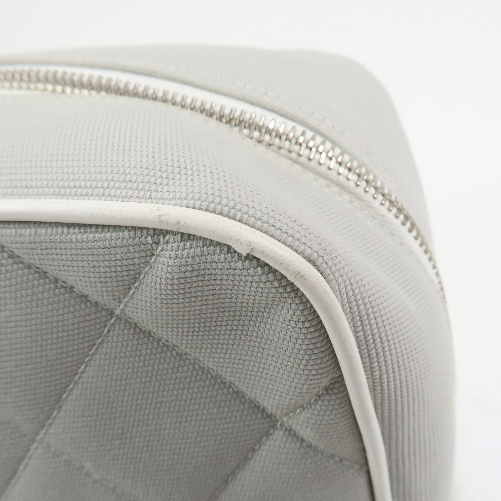 CHANEL Sports Line COCO Mark Canvas Leather Shoulder Bag Gray White
