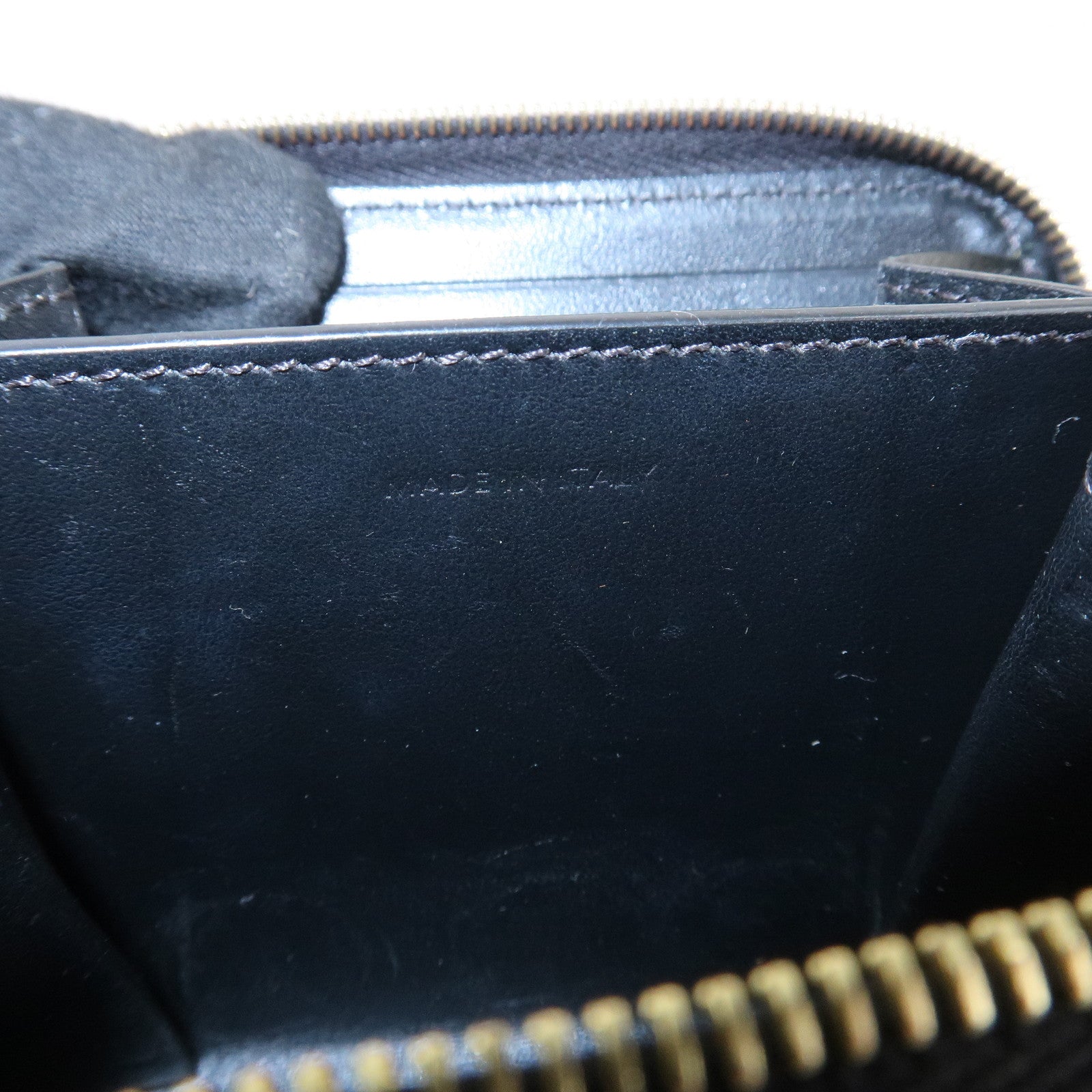 CELINE Leather Round Zippy Compact Wallet Brown Used