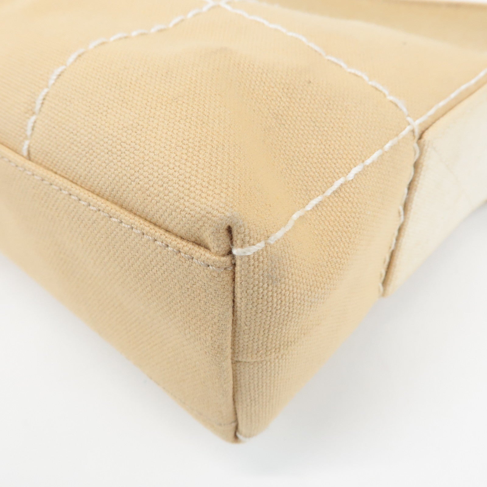 CHANEL Wild Stich Canvas Shoulder Bag Hand Bag Beige