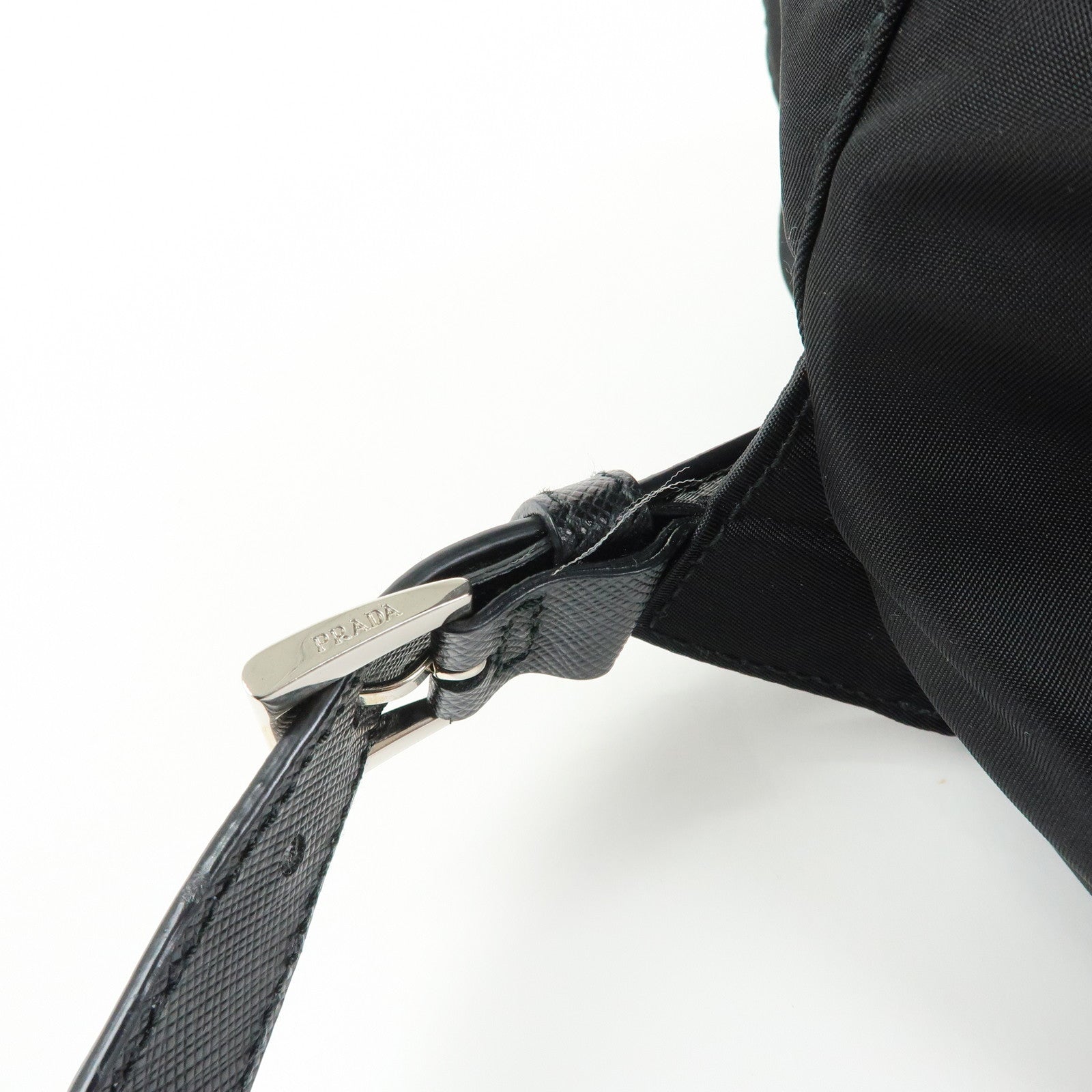 PRADA Triangle Logo Nylon Saffiano leather Backpack Rucksuck Black