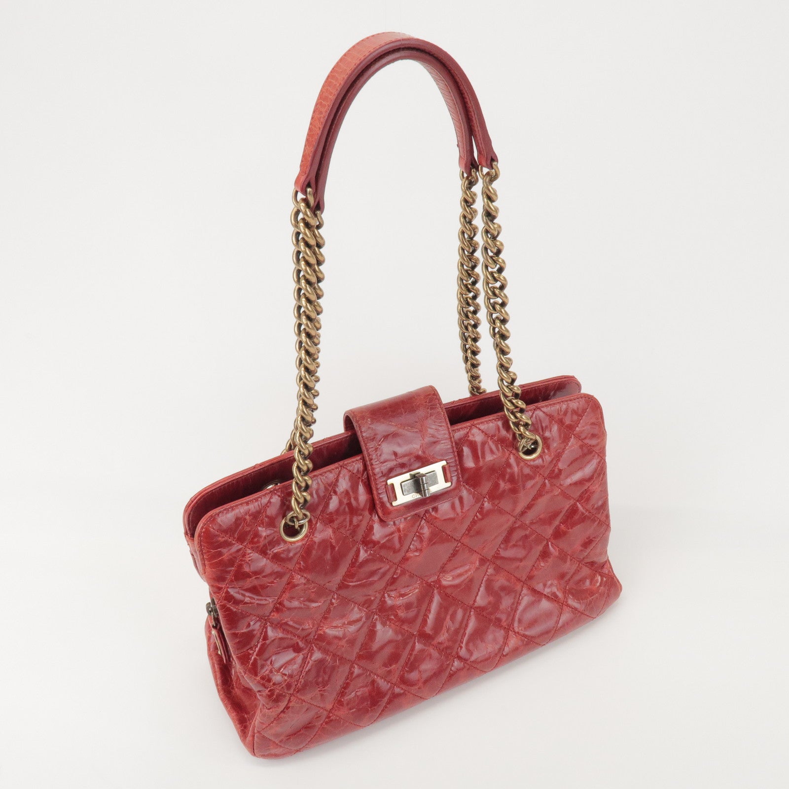 CHANEL CHANEL 2.55 Leather Chain Shoulder Bag Hand Bag Red