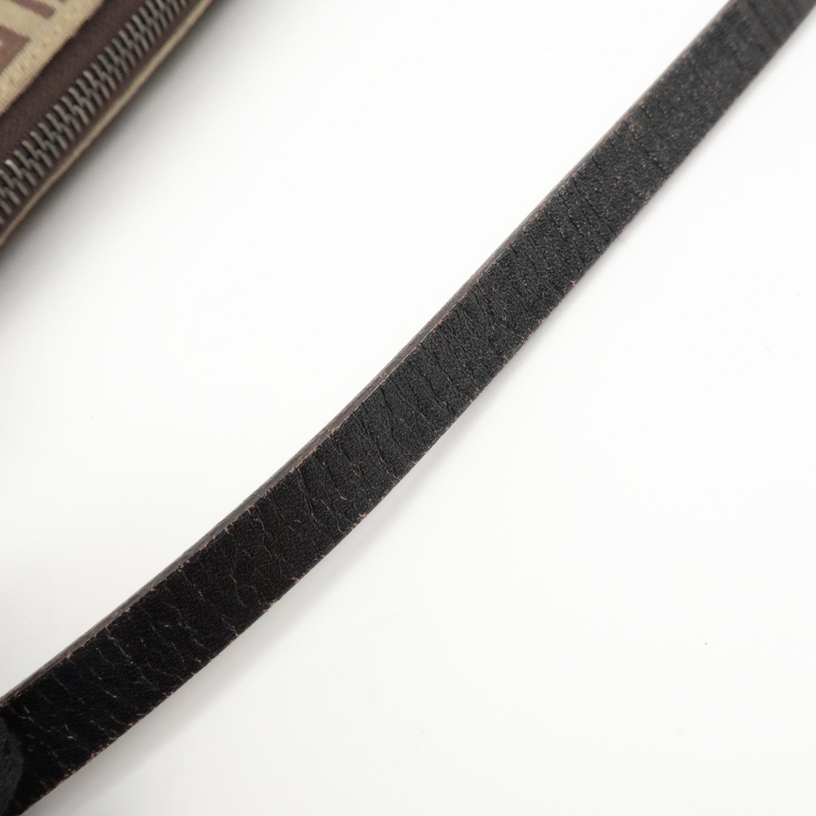 FENDI Zucchino Canvas Leather Shoulder Bag Hand Bag Brown 8BR144 Used