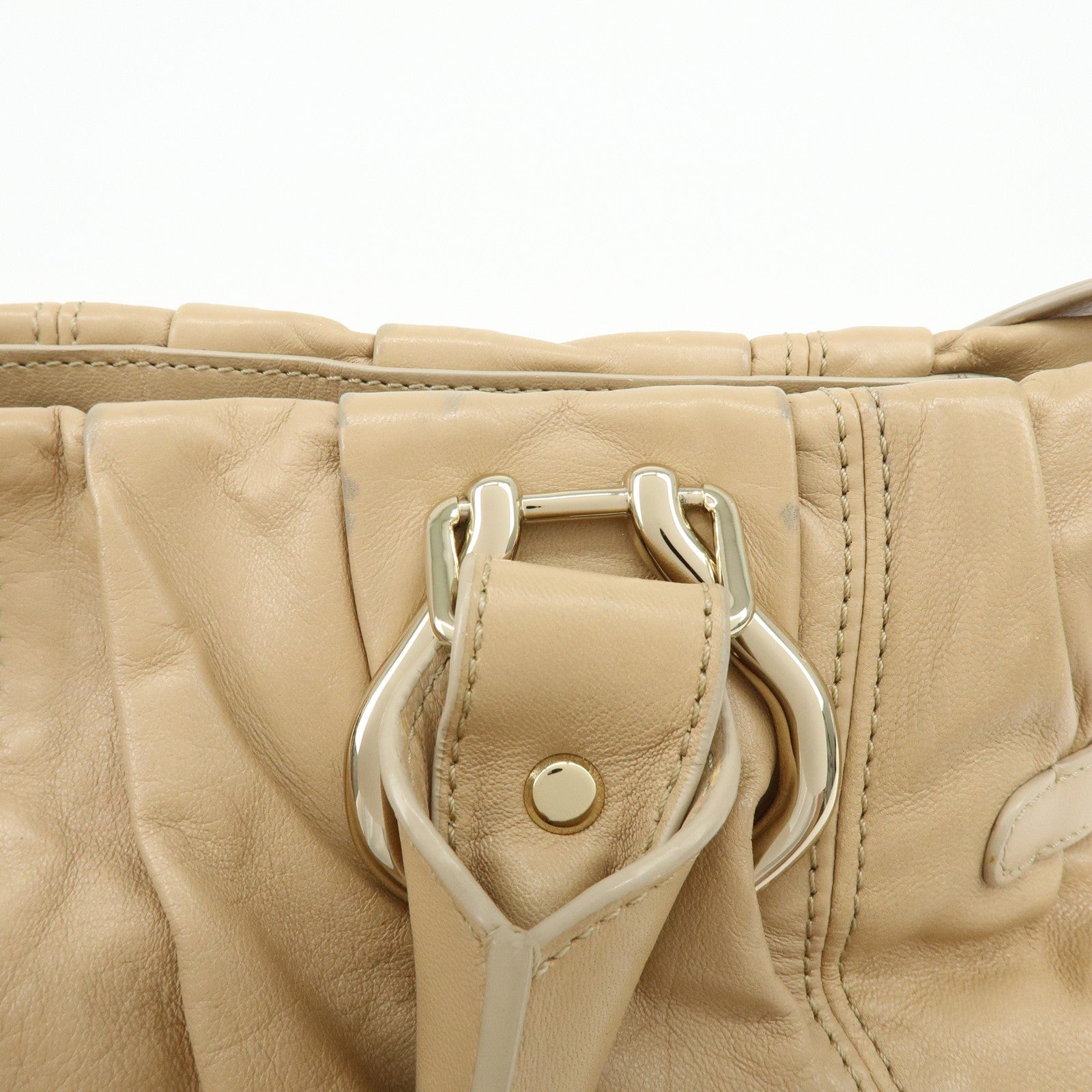 CELINE Macadam Leather 2WAY Bag Hand Bag Shoulder Bag Beige