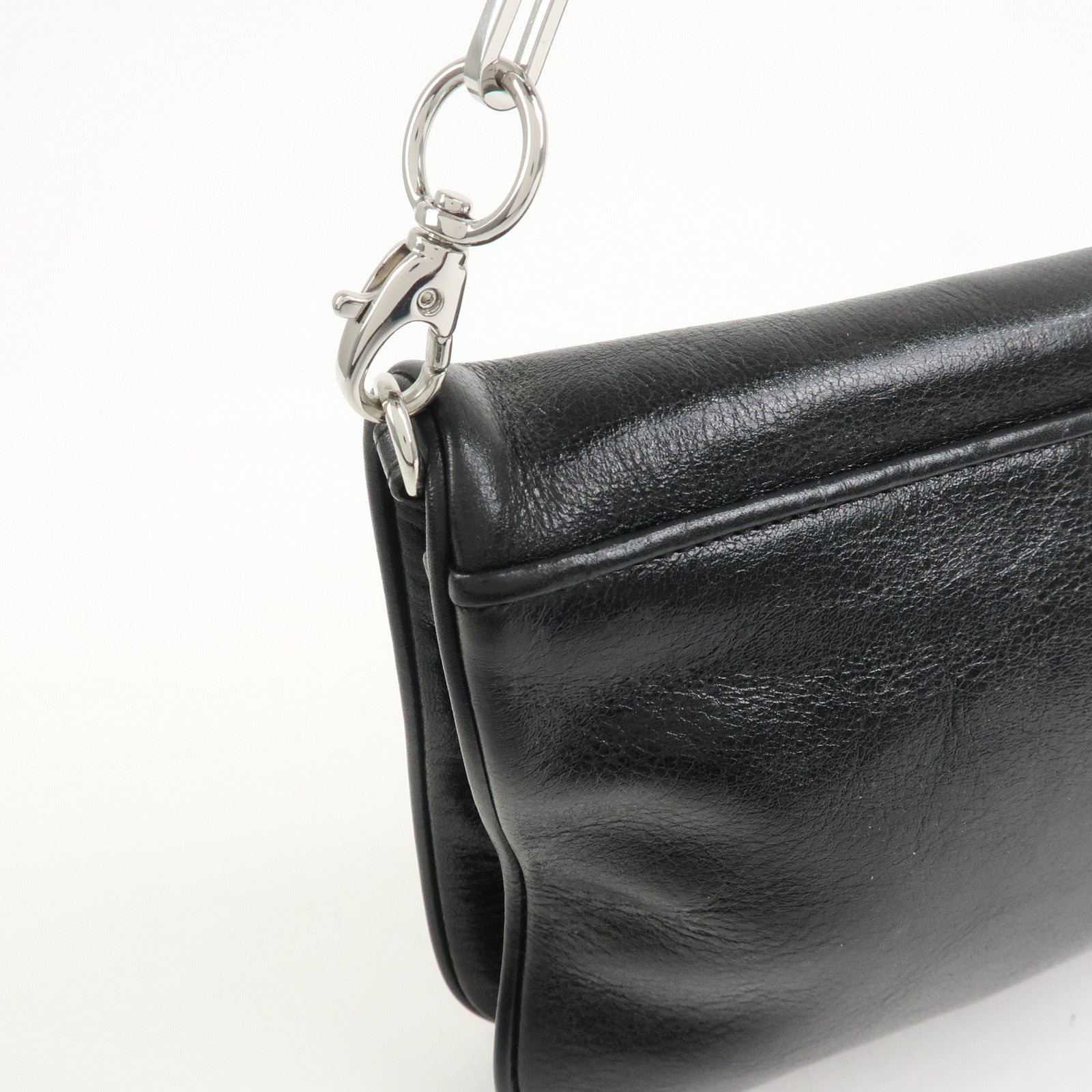 TORY BURCH Leather 2Way Bag Shoulder Bag Clutch Bag Black