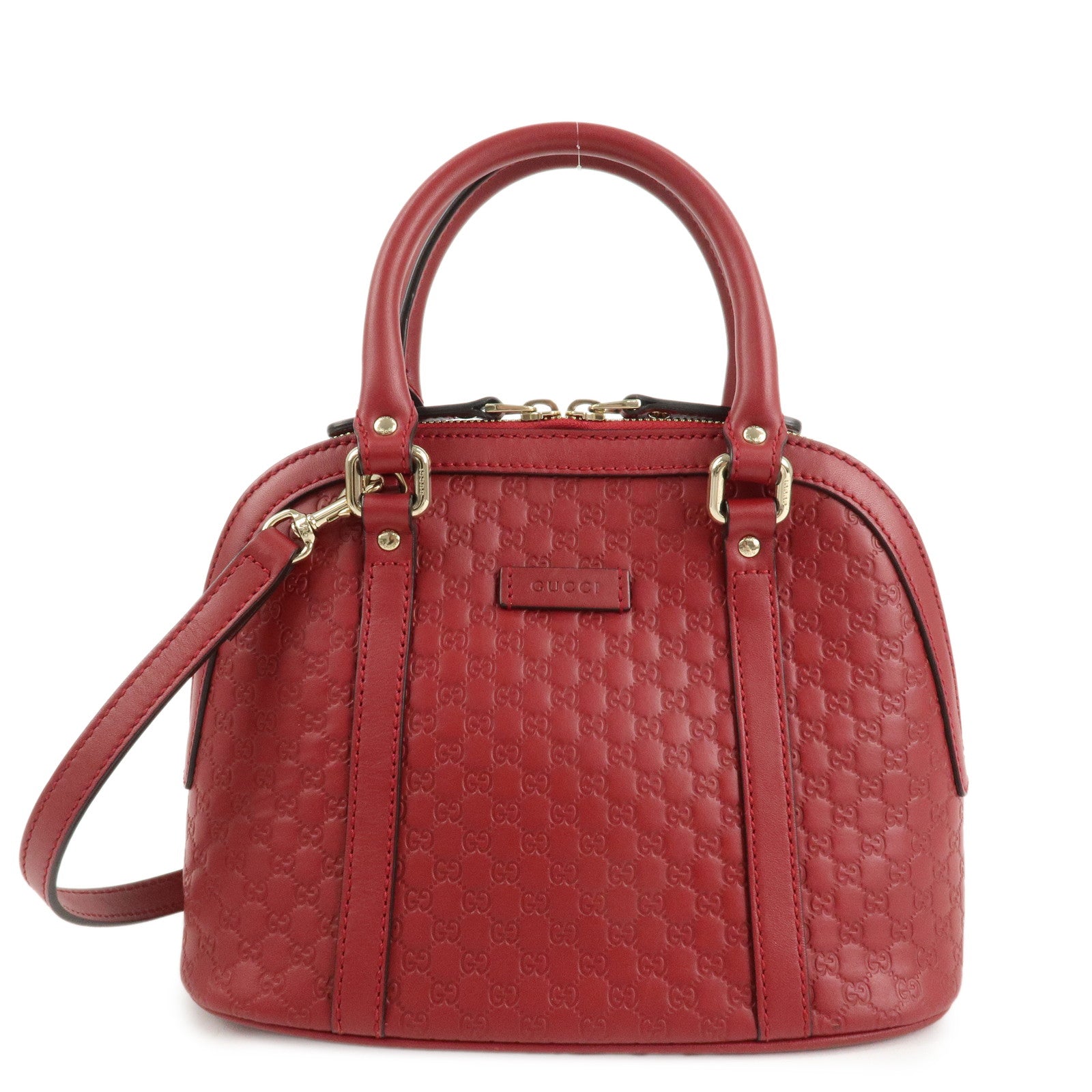 GUCCI Micro Guccissima 2Way Hand Shoulder Bag Castilian Red 449654 Used