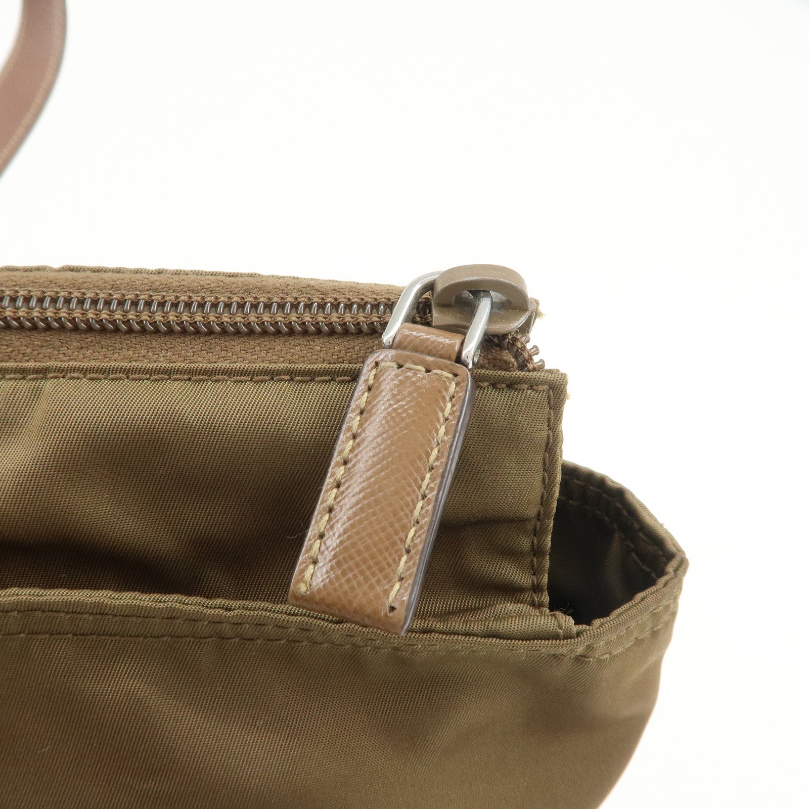 PRADA Triangle Logo Nylon Saffiano Leather Tote Bag Shoulder Bag