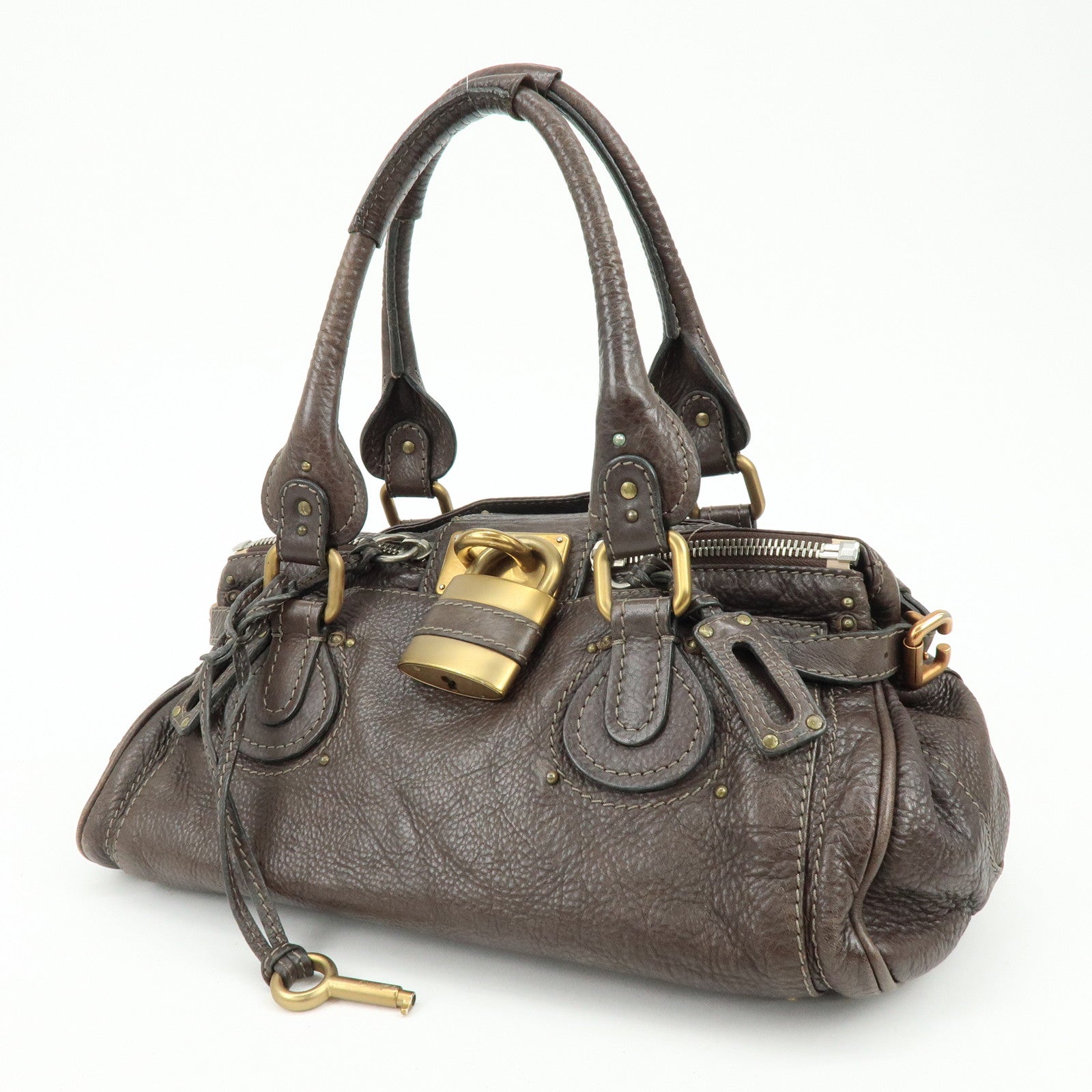 Chloe Paddington Leather Tote Bag Shoulder Bag Dark Brown