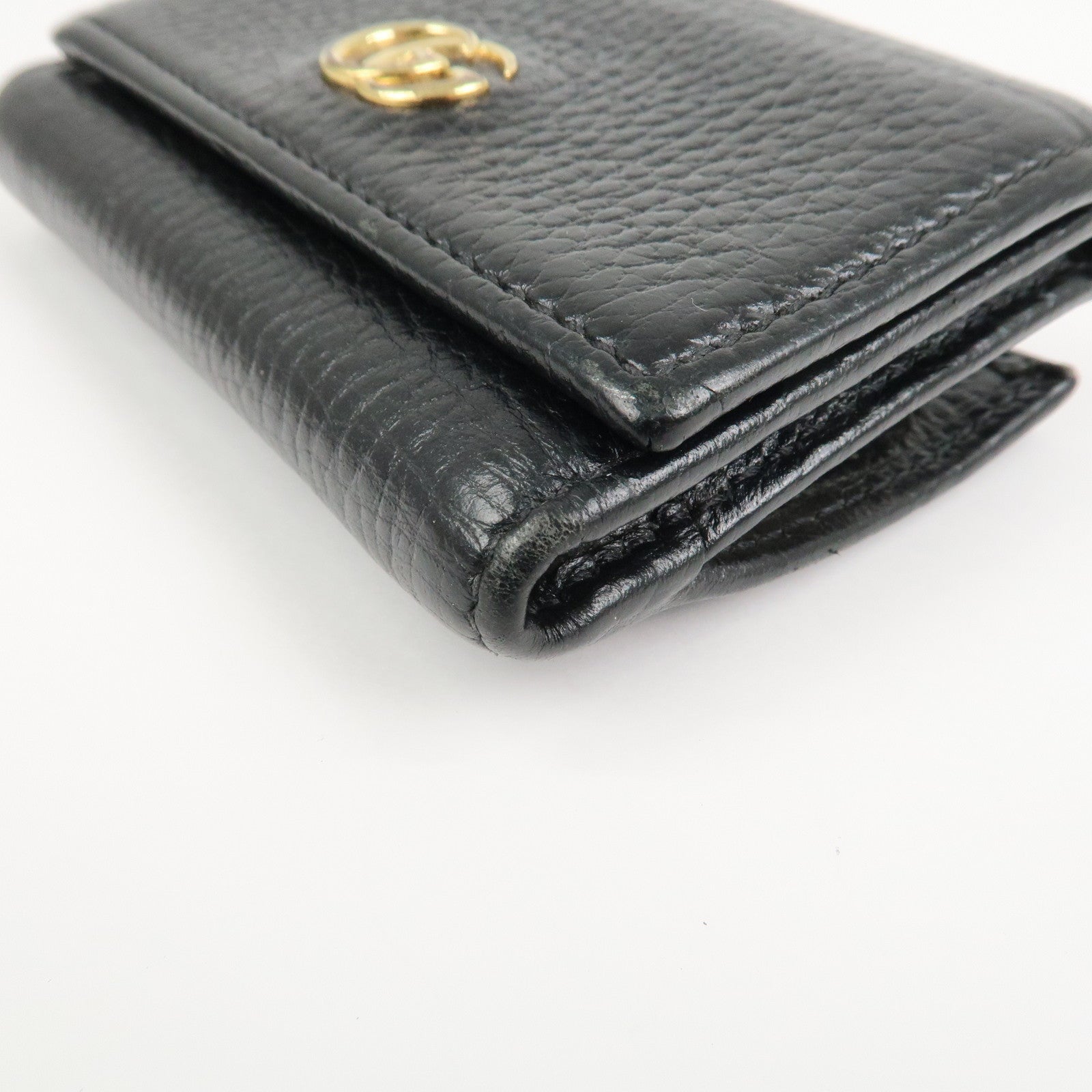 GUCCI GG Marmont Leather Small Tri-fold Compact Wallet Black 644407