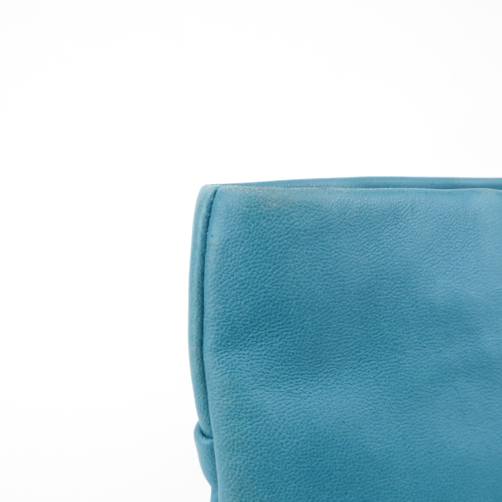 VALENTINO Leather Ribbon Clutch Bag Hand Bag Pouch Blue Used