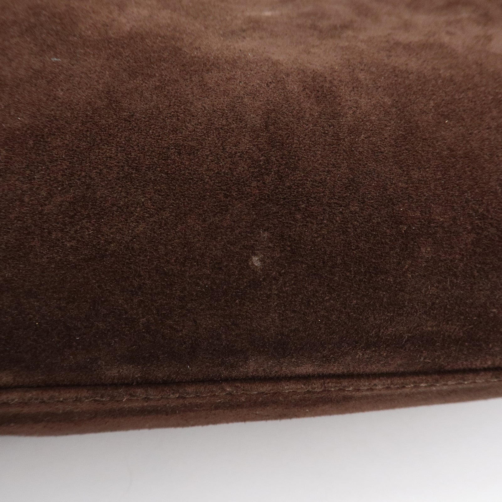 CHANEL Logo Suede Chain Tote Bag Shoulder Bag Brown