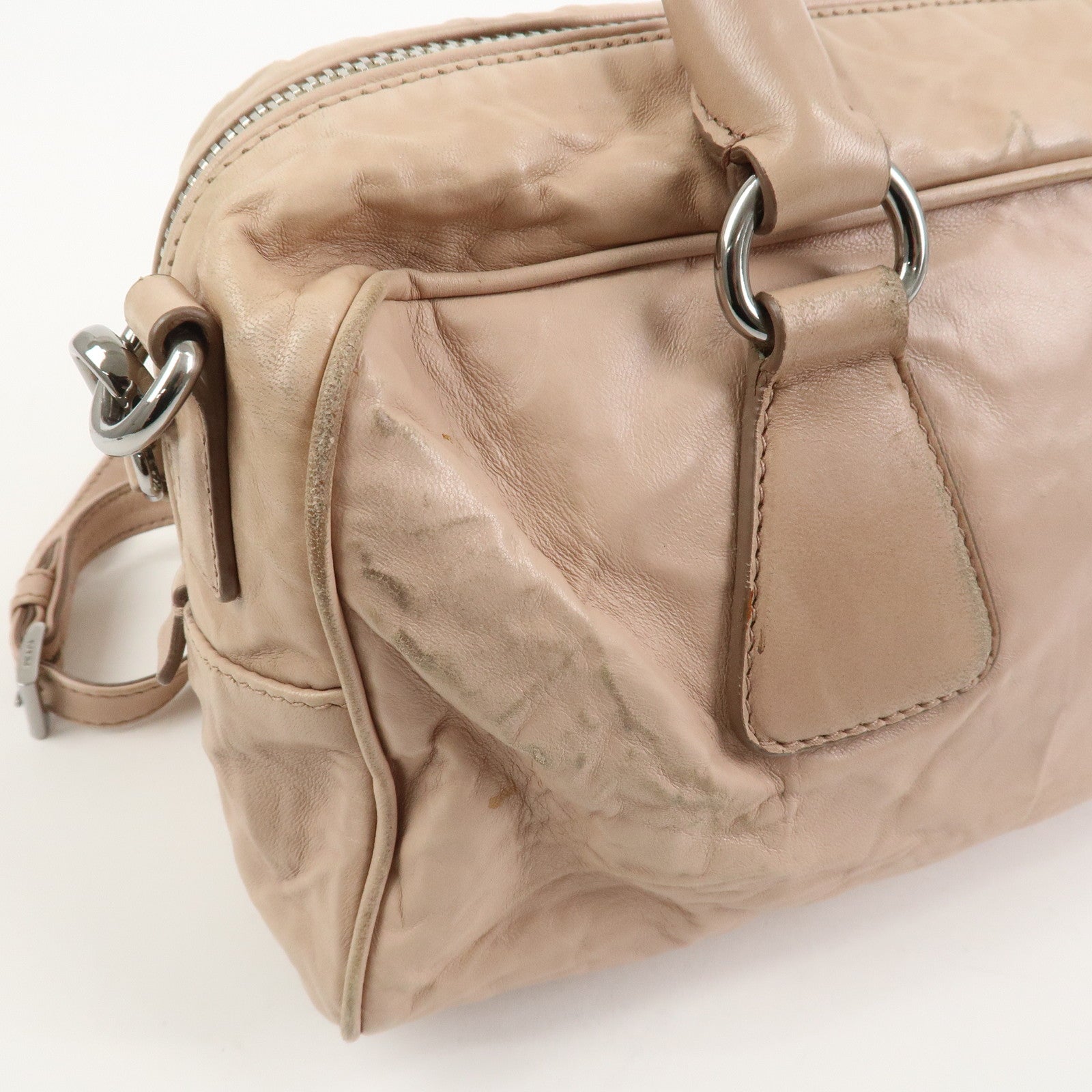 PRADA Nappa Leather 2Way Bag Hand Bag Shoulder Bag Light Pink