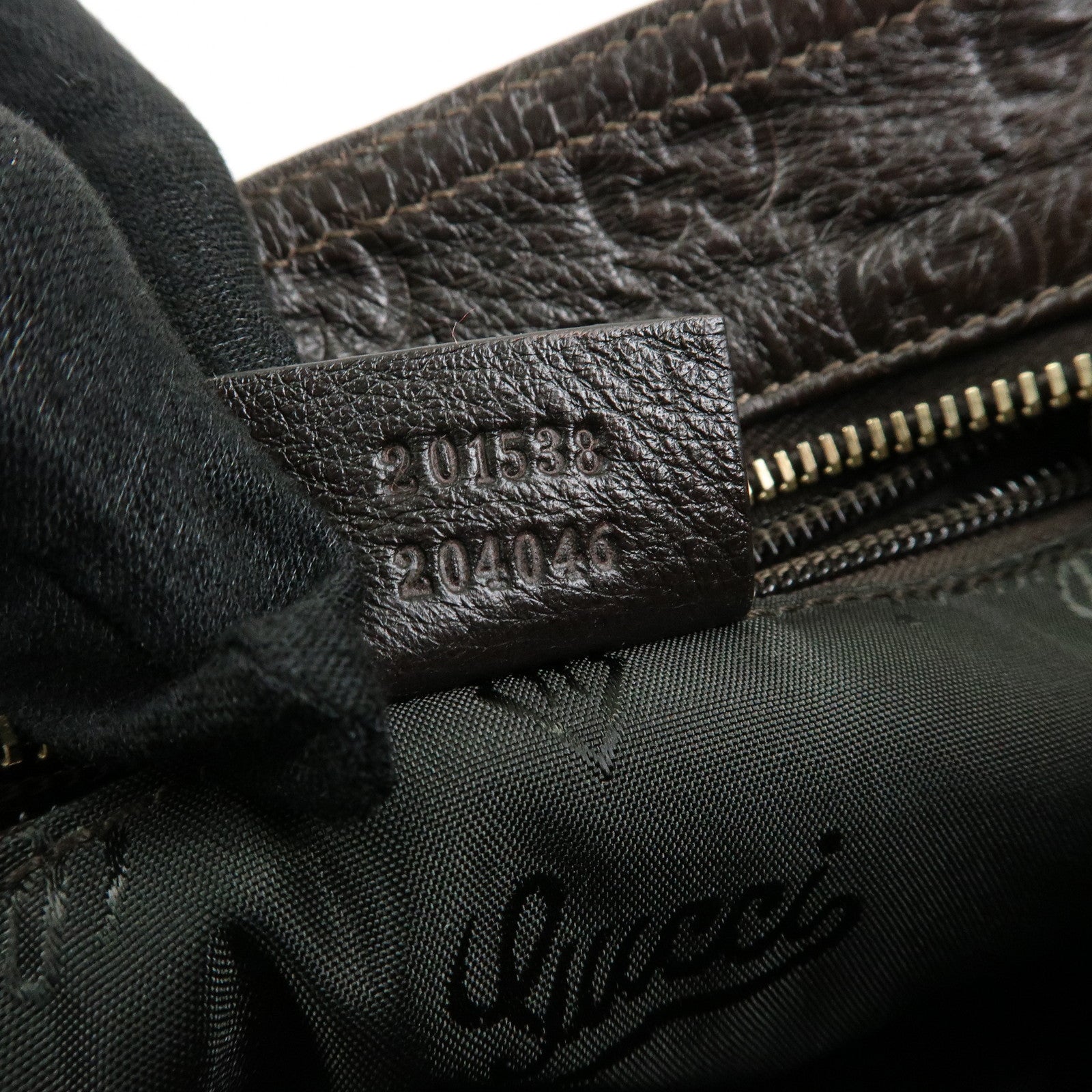 GUCCI Guccissima Leather Shoulder Bag Crossbody Bag Dark Brown