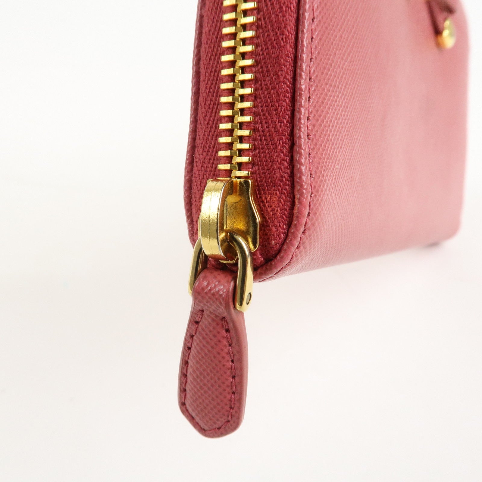 PRADA Logo Saffiano Leather Zippy Long Wallet Pink 1M0506