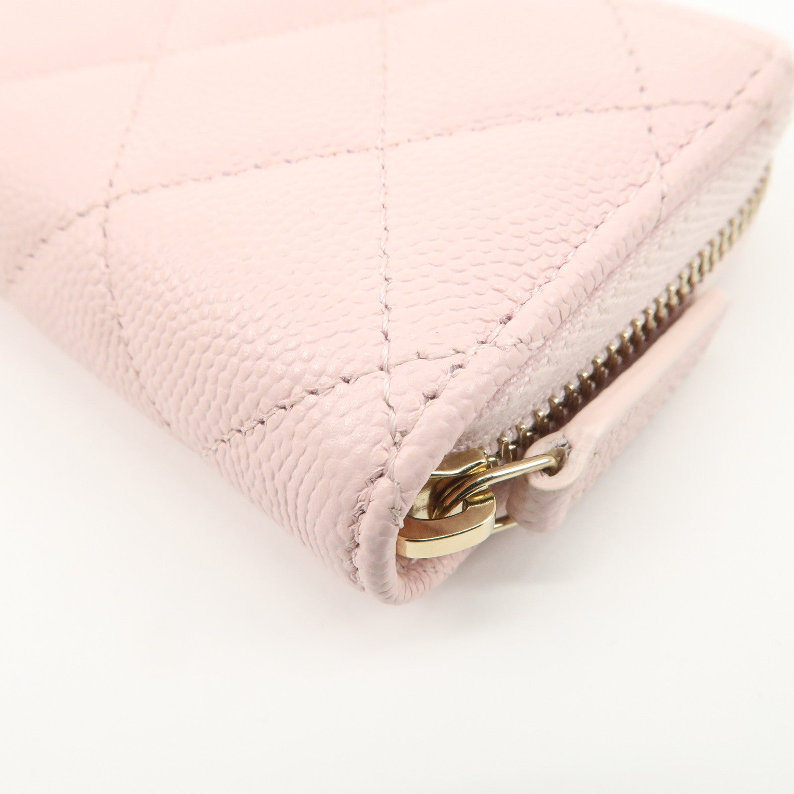 CHANEL Time Classic Matelasse Caviar Skin Zippy Coin Purse Pink AP0216 Used