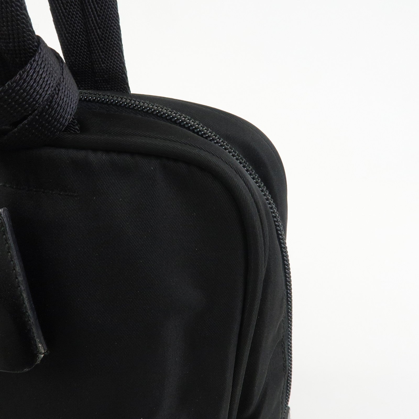 PRADA Triangle Logo Nylon Leather Shoulder Bag Hand Bag Black