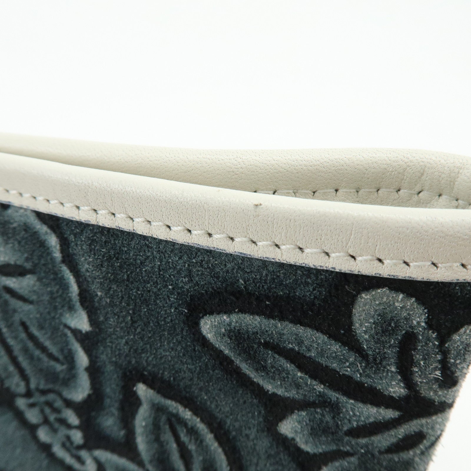 CELINE Hibiscus Motif Suede Leather Tote Bag Gray Ivory