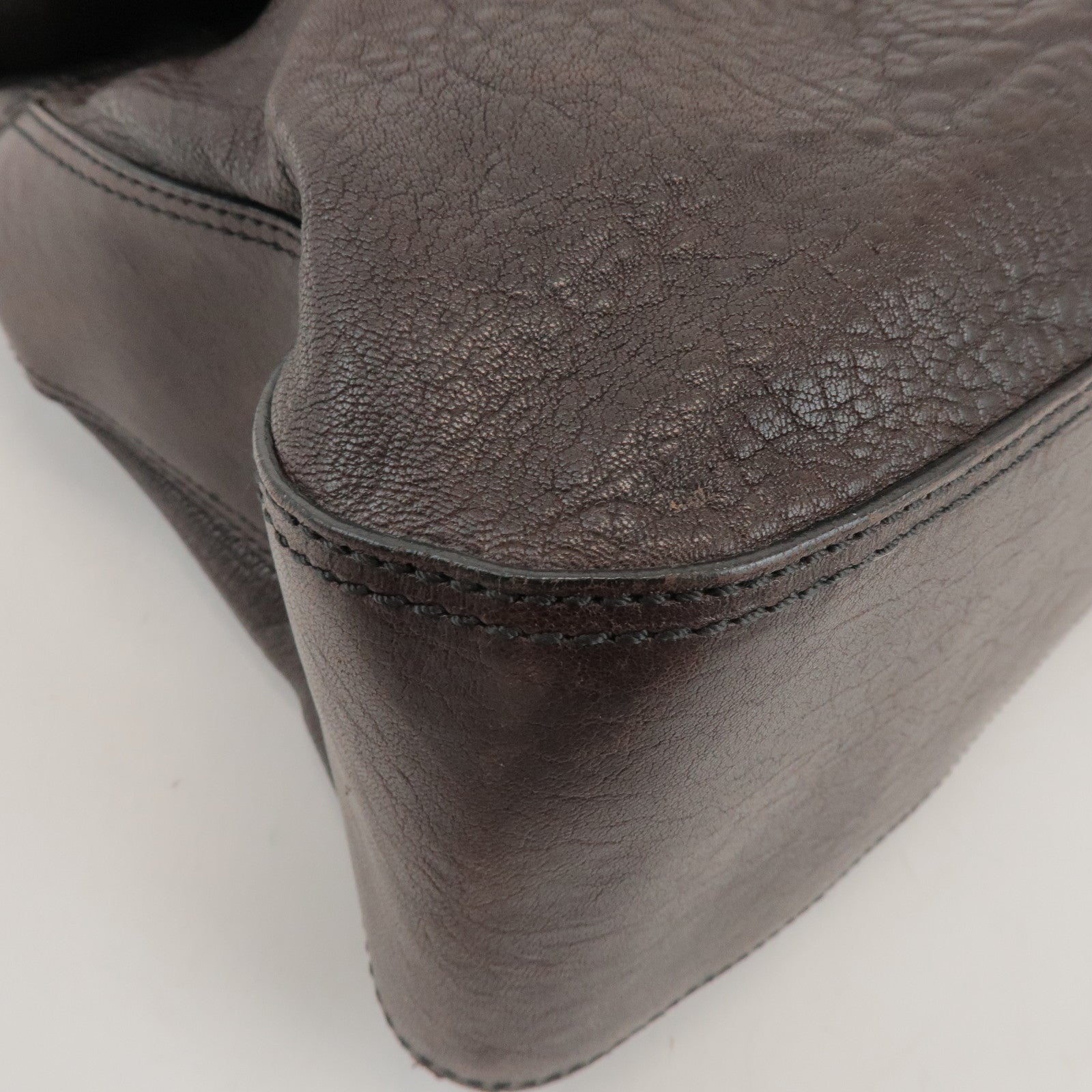 FENDI Zucca Leather PVC Coated Canvas B Bag Boston Bag Brown 8BN166