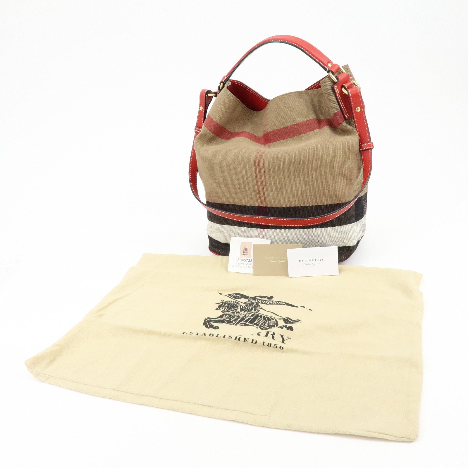 Burberry Nova Plaid Canvas Leather 2Way Shoulder Hand Bag Beige